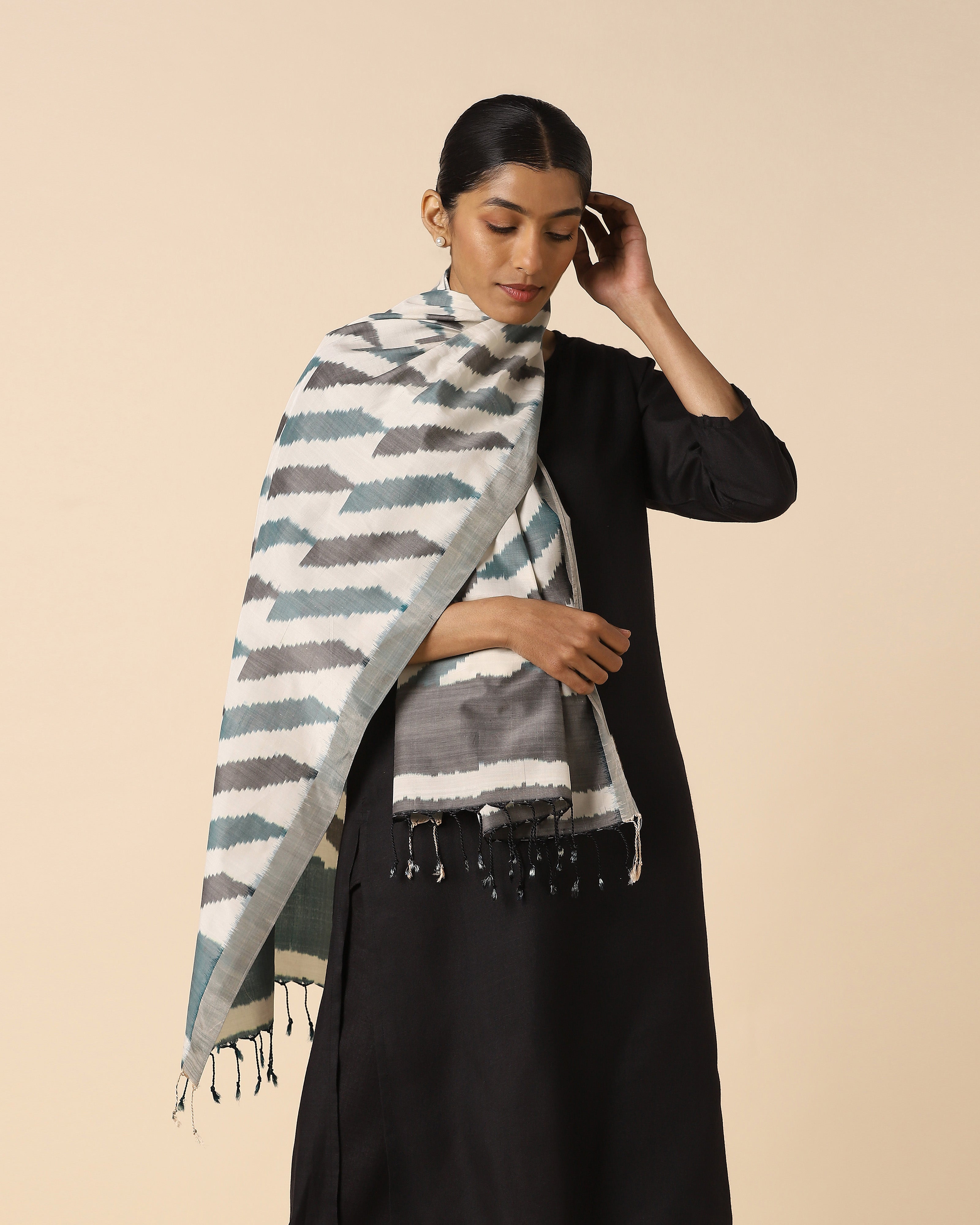 Aamya Pochampally Warp Ikat Silk Cotton Stole