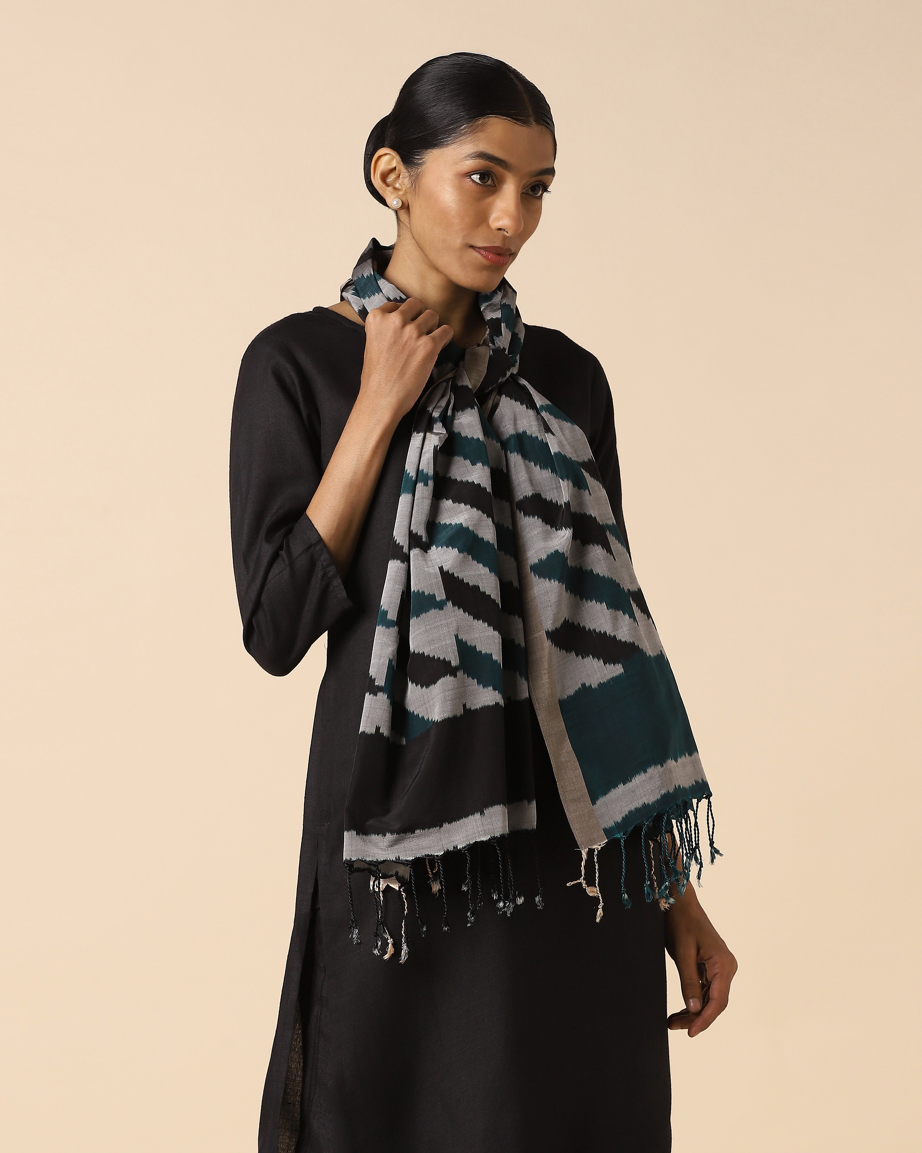Aamya Pochampally Warp Ikat Silk Cotton Stole
