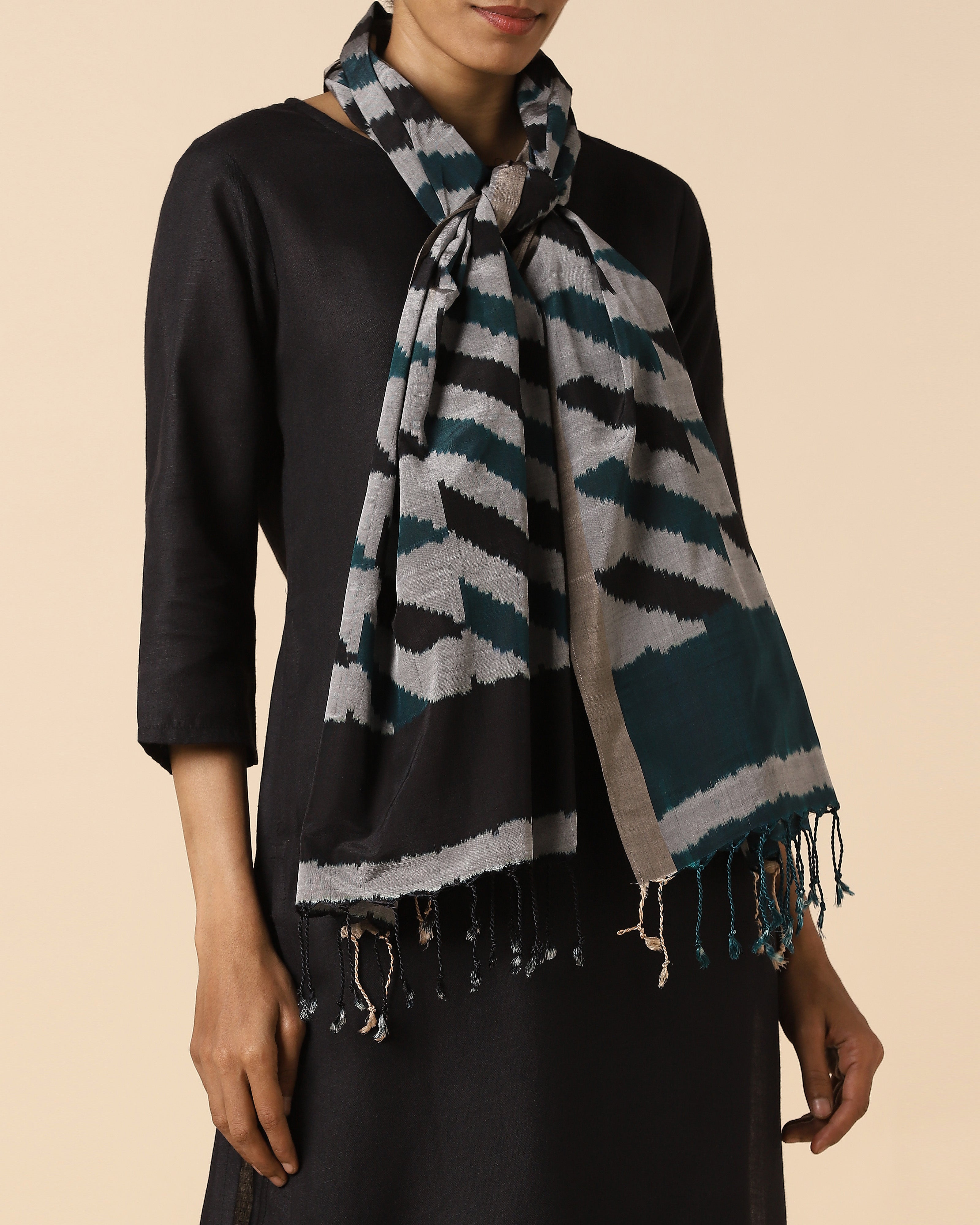 Aamya Pochampally Warp Ikat Silk Cotton Stole