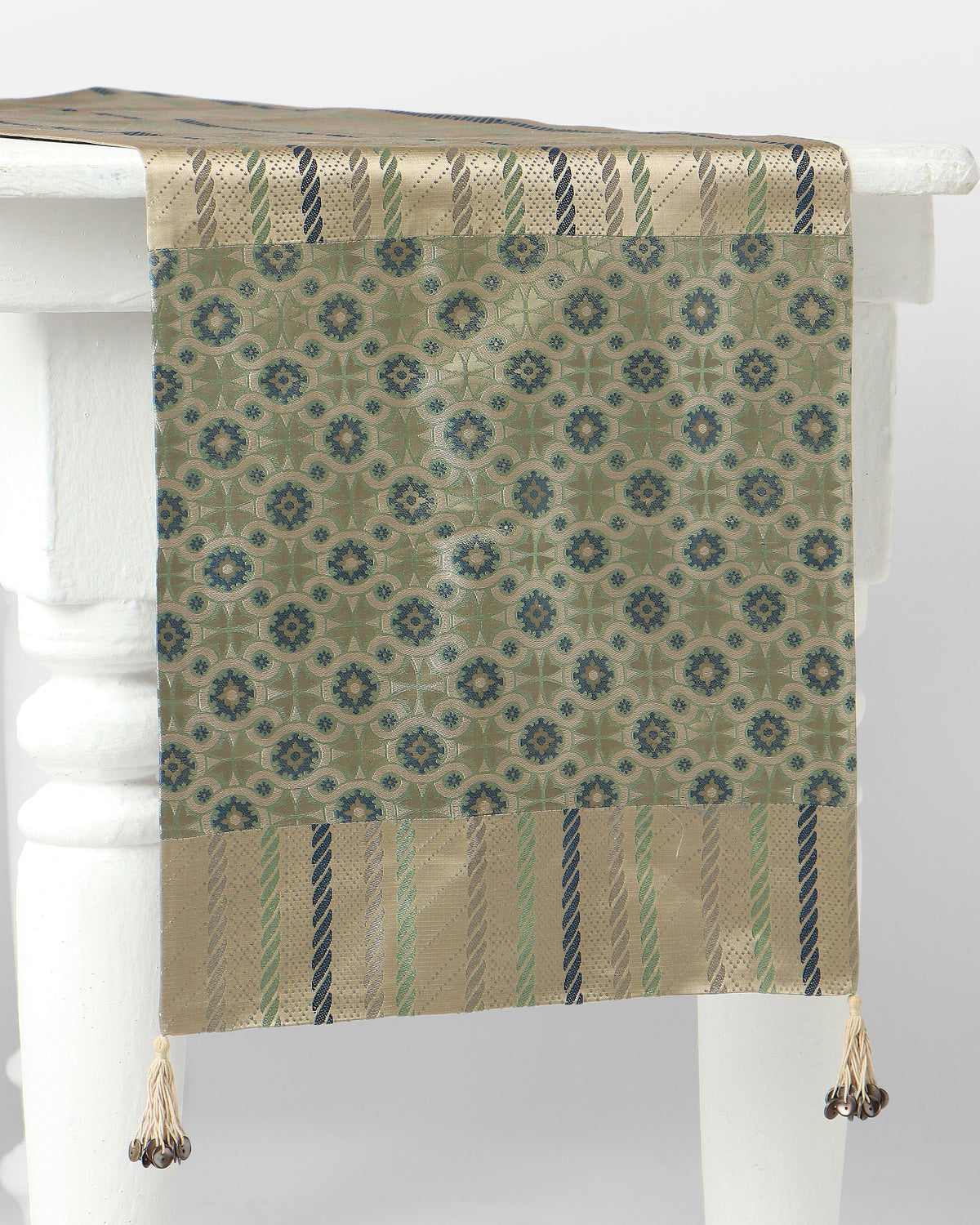 Auron Banarasi Tanchoi Silk Table Runner