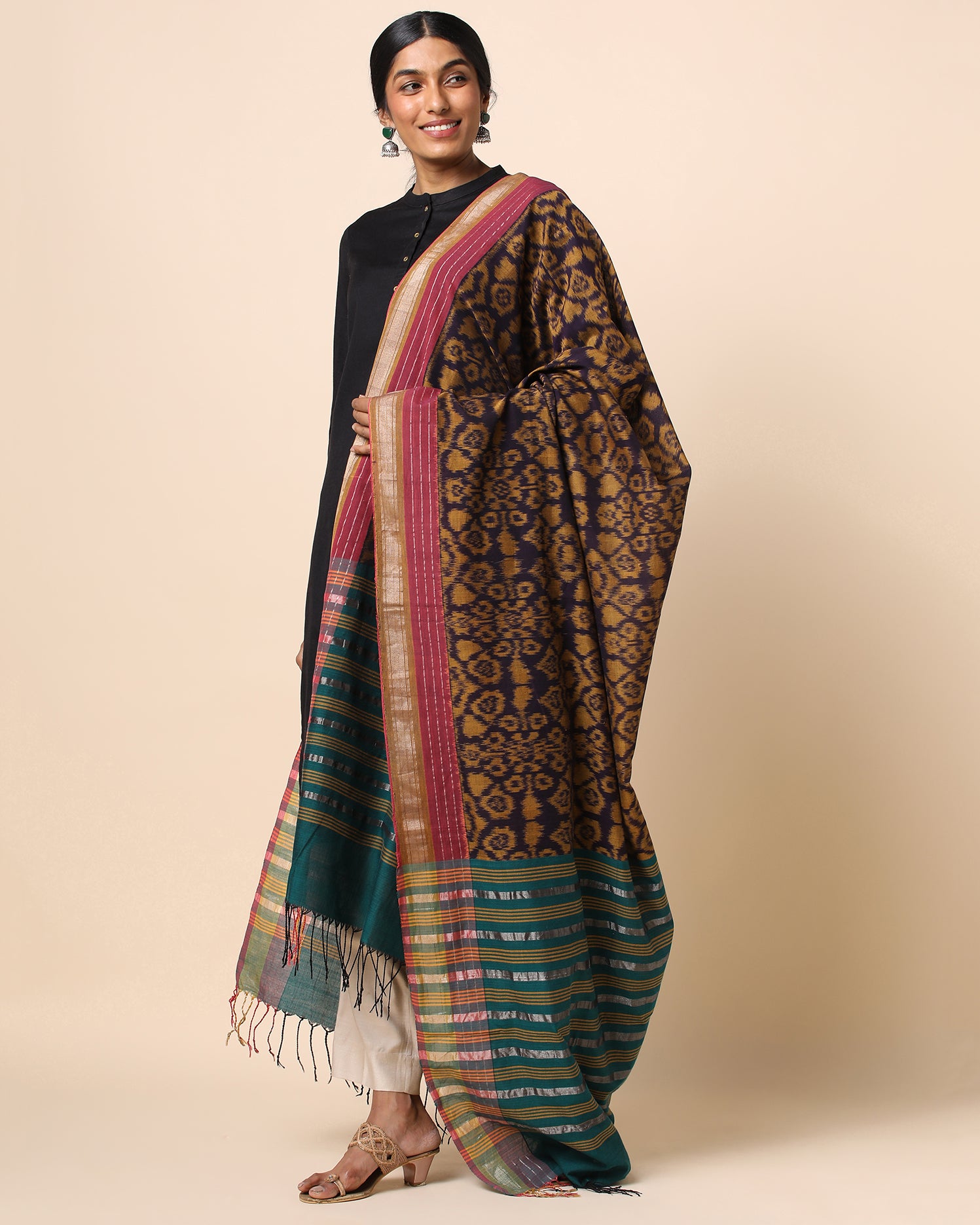 Banvi Weft Ikat Cotton Dupatta