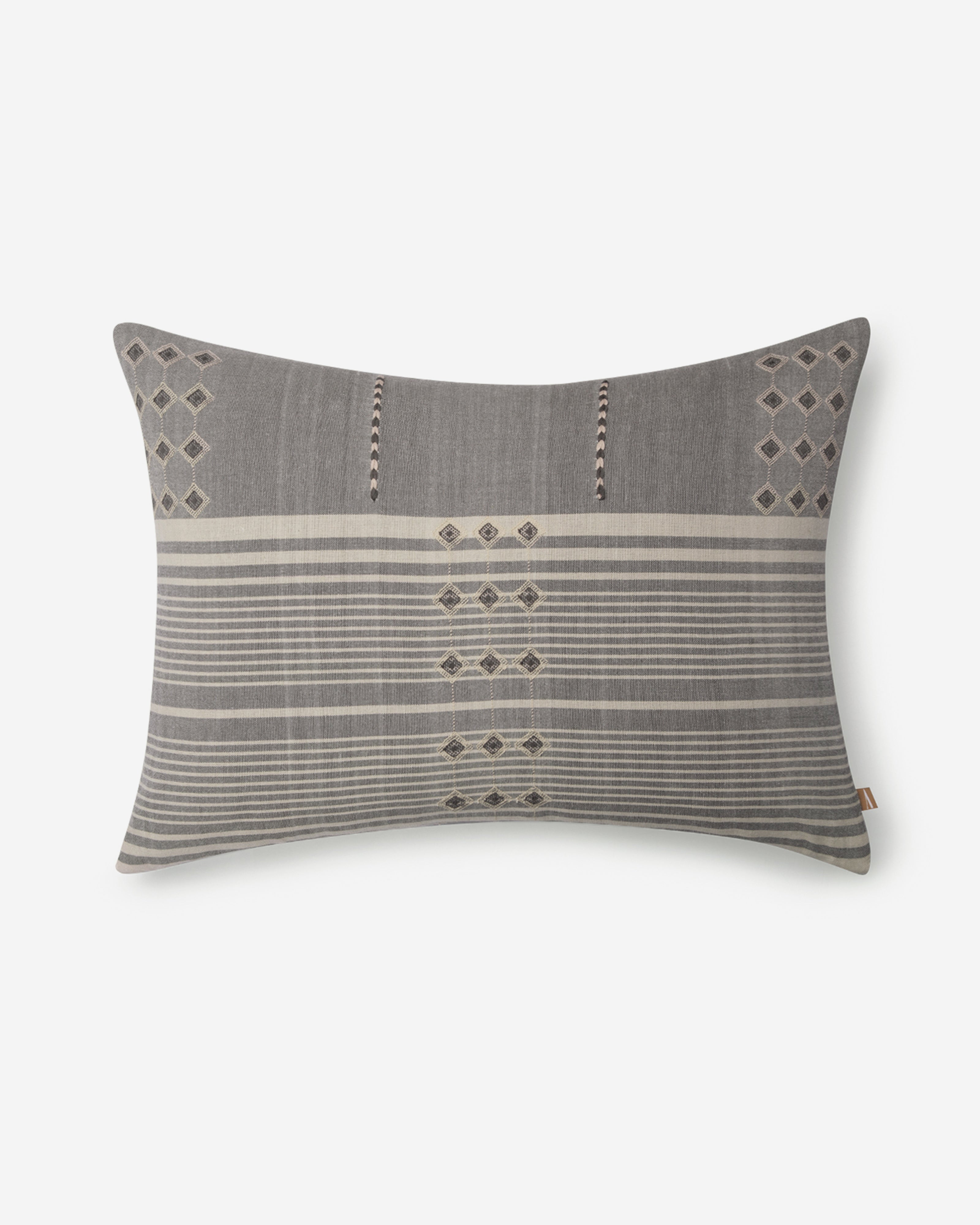 Thar Extra Weft Cotton Cushion Cover - Medium Grey