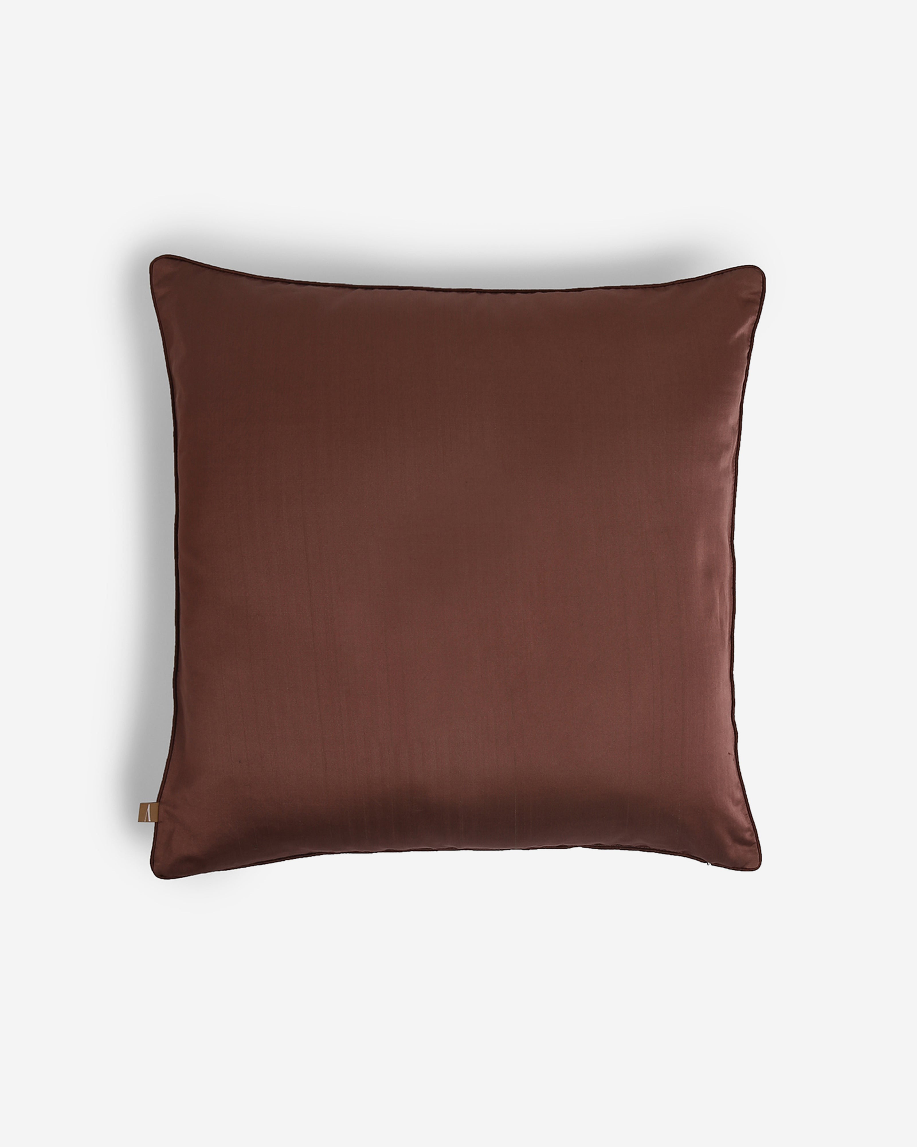 Cairo Tanchoi Silk Cushion Cover - Dark Brown