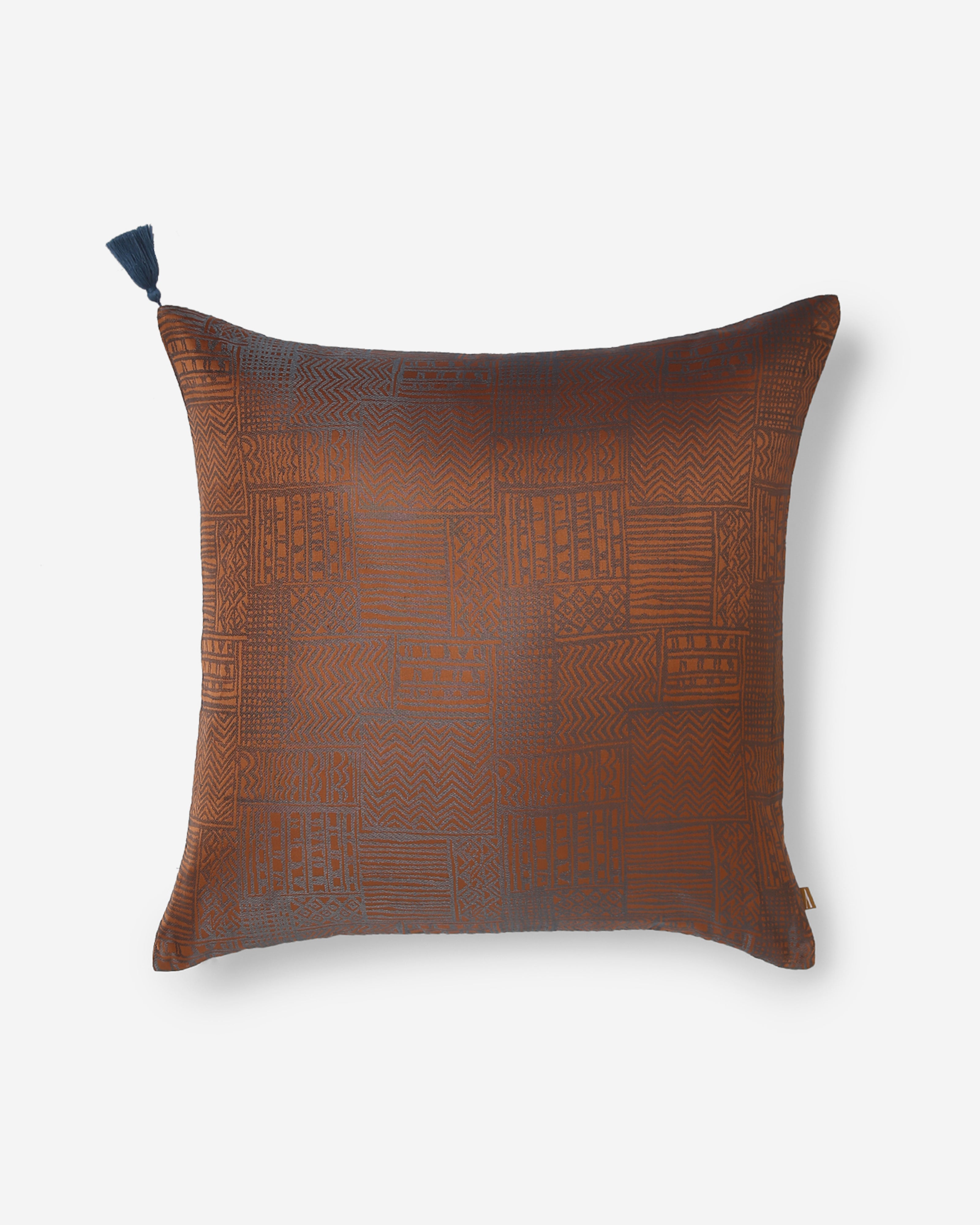 Yoruba Tanchoi Silk Cushion Cover - Dark Brown
