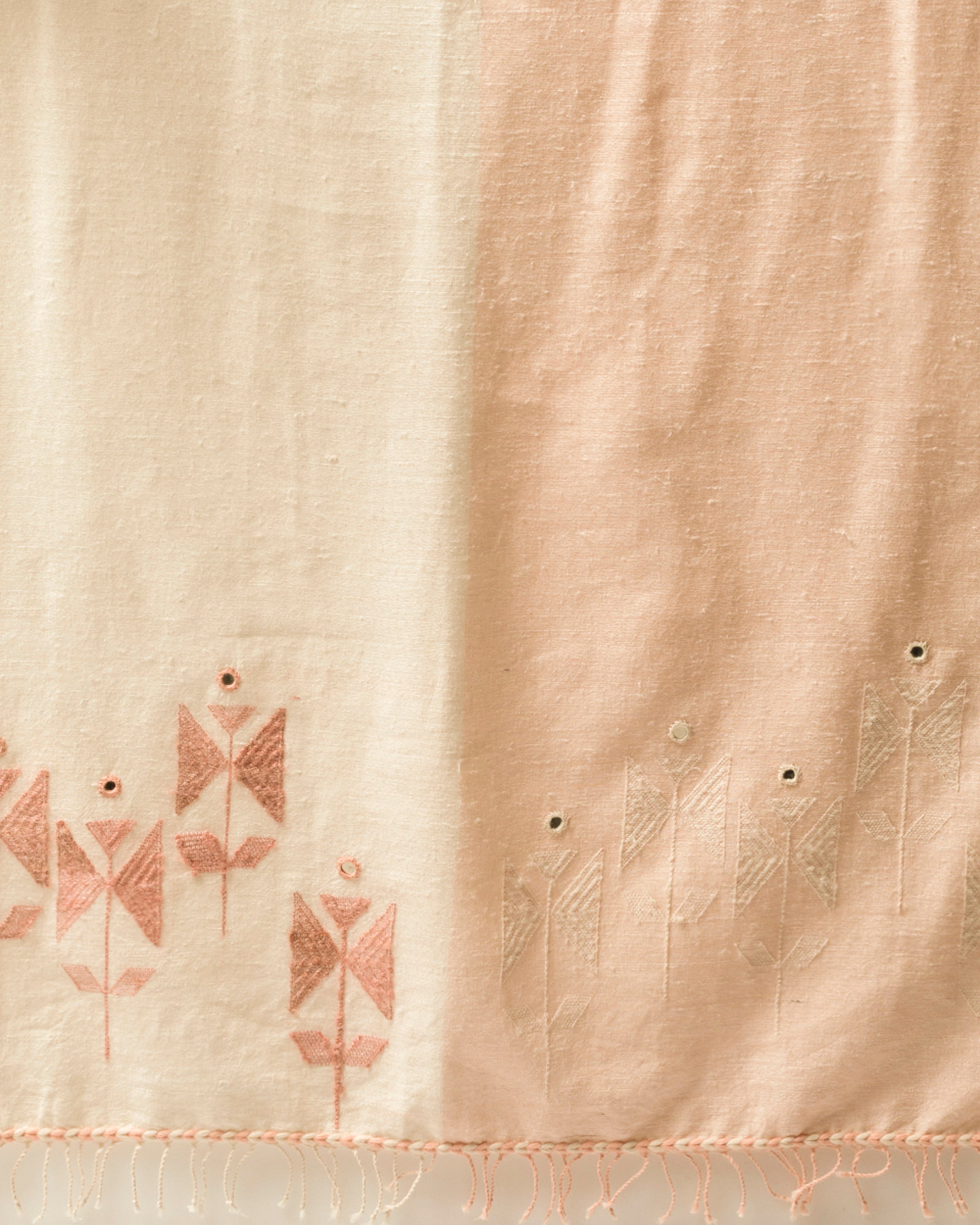 Primrose Extra Weft Cotton Silk Stole - Light Pink