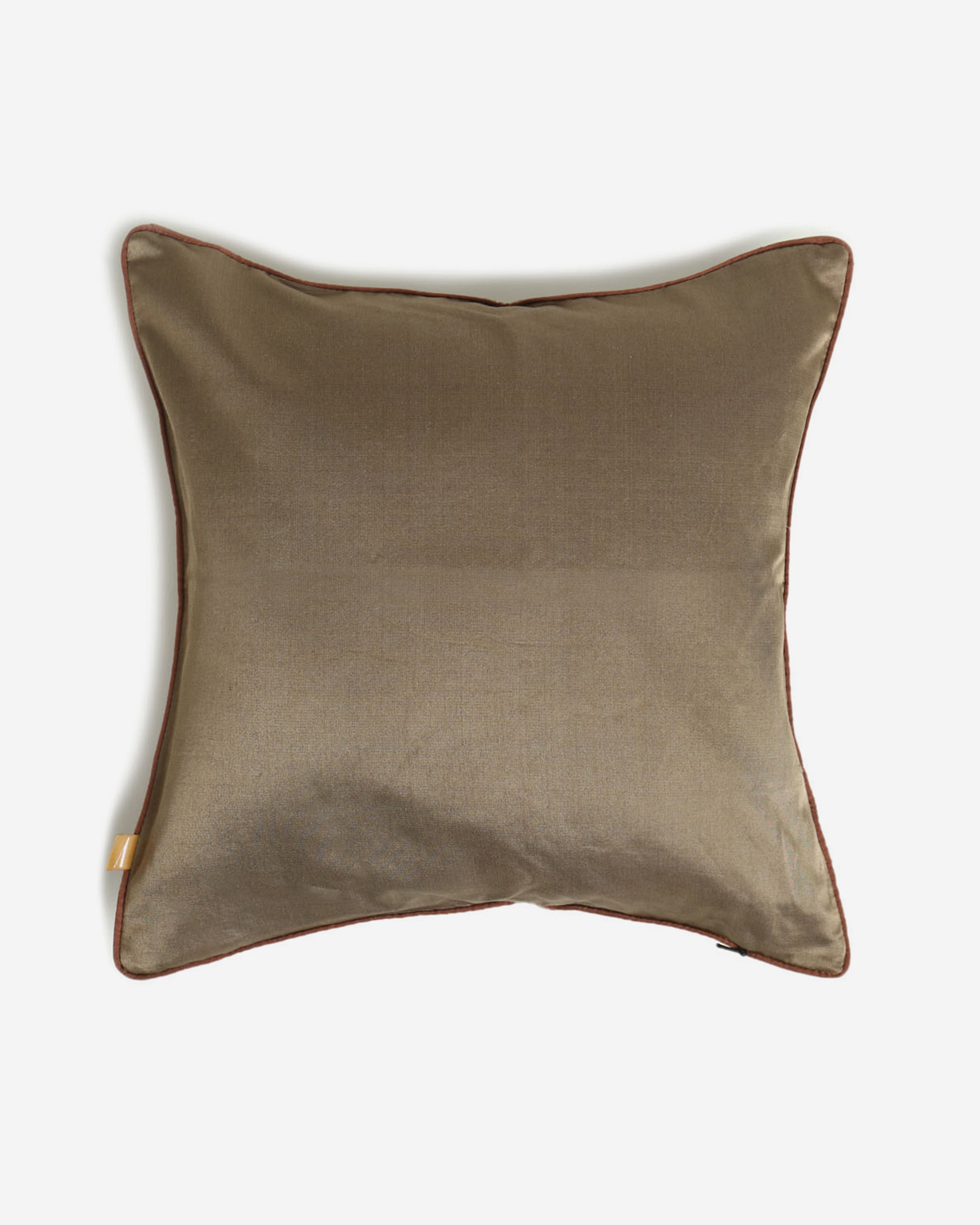 Mallika Tanchoi Silk Cushion Cover - Medium Brown