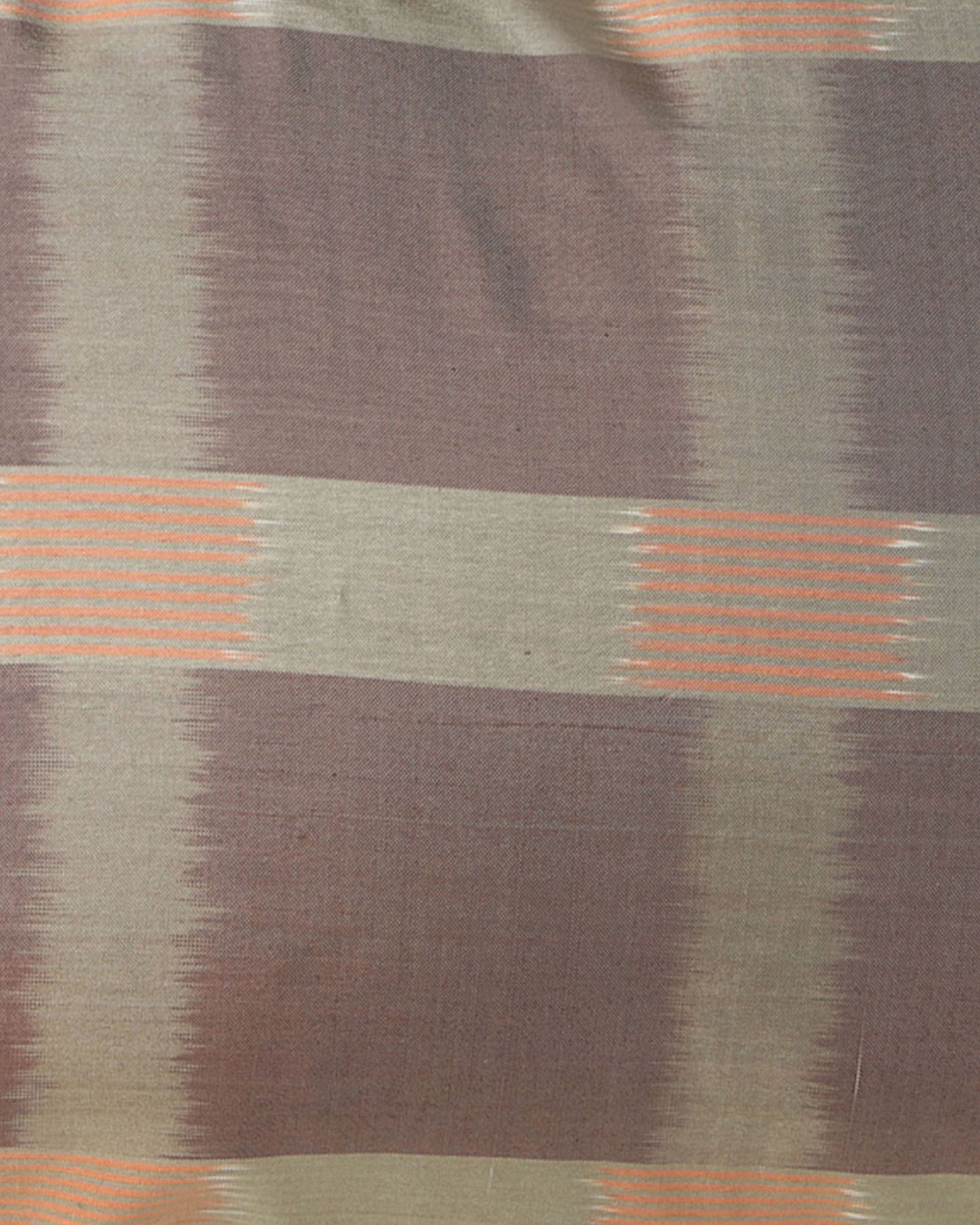 Tile Weft Ikat Silk Cushion Cover - Medium Brown