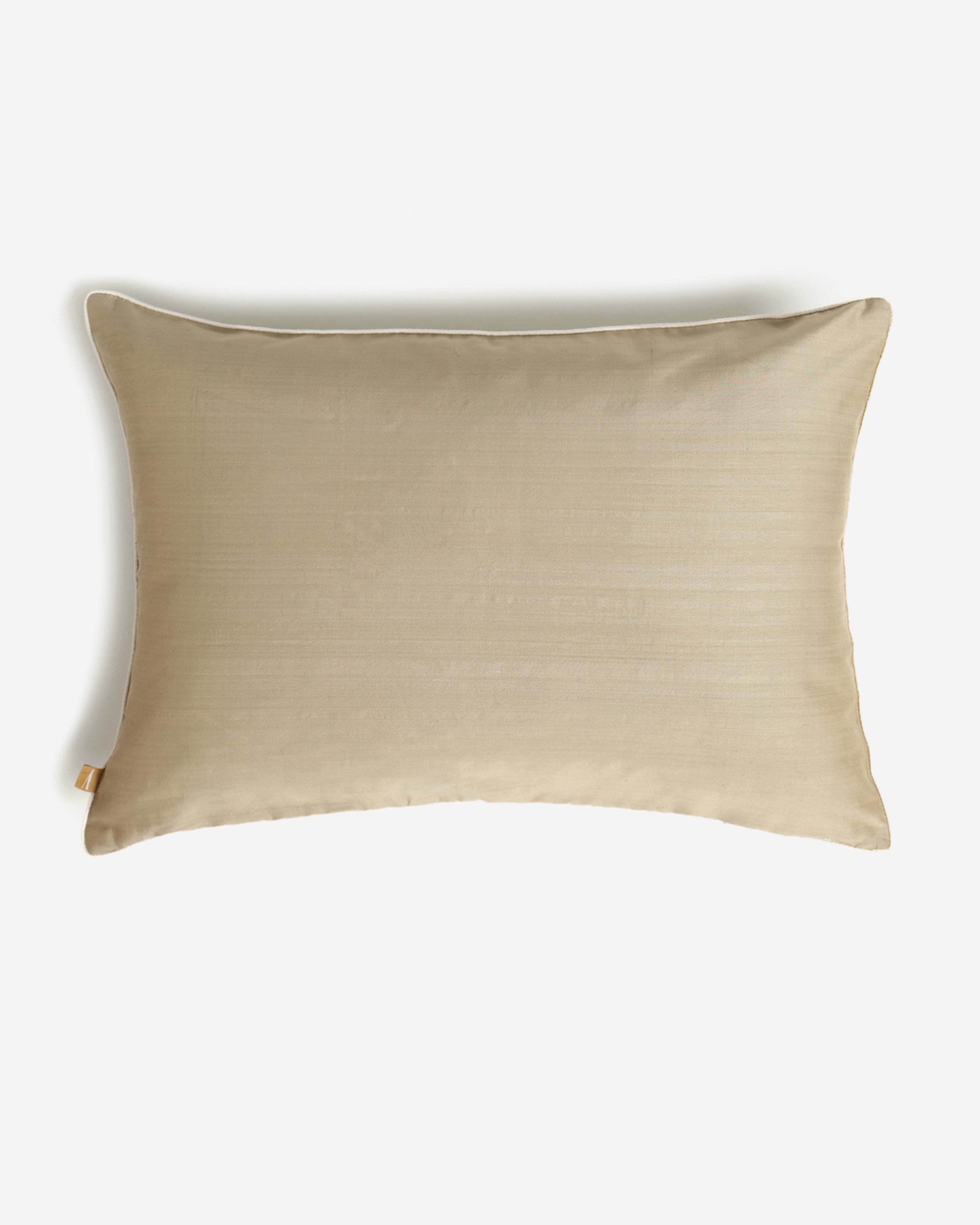 Gopi Satin Brocade Silk Cotton Cushion Cover - Medium beige
