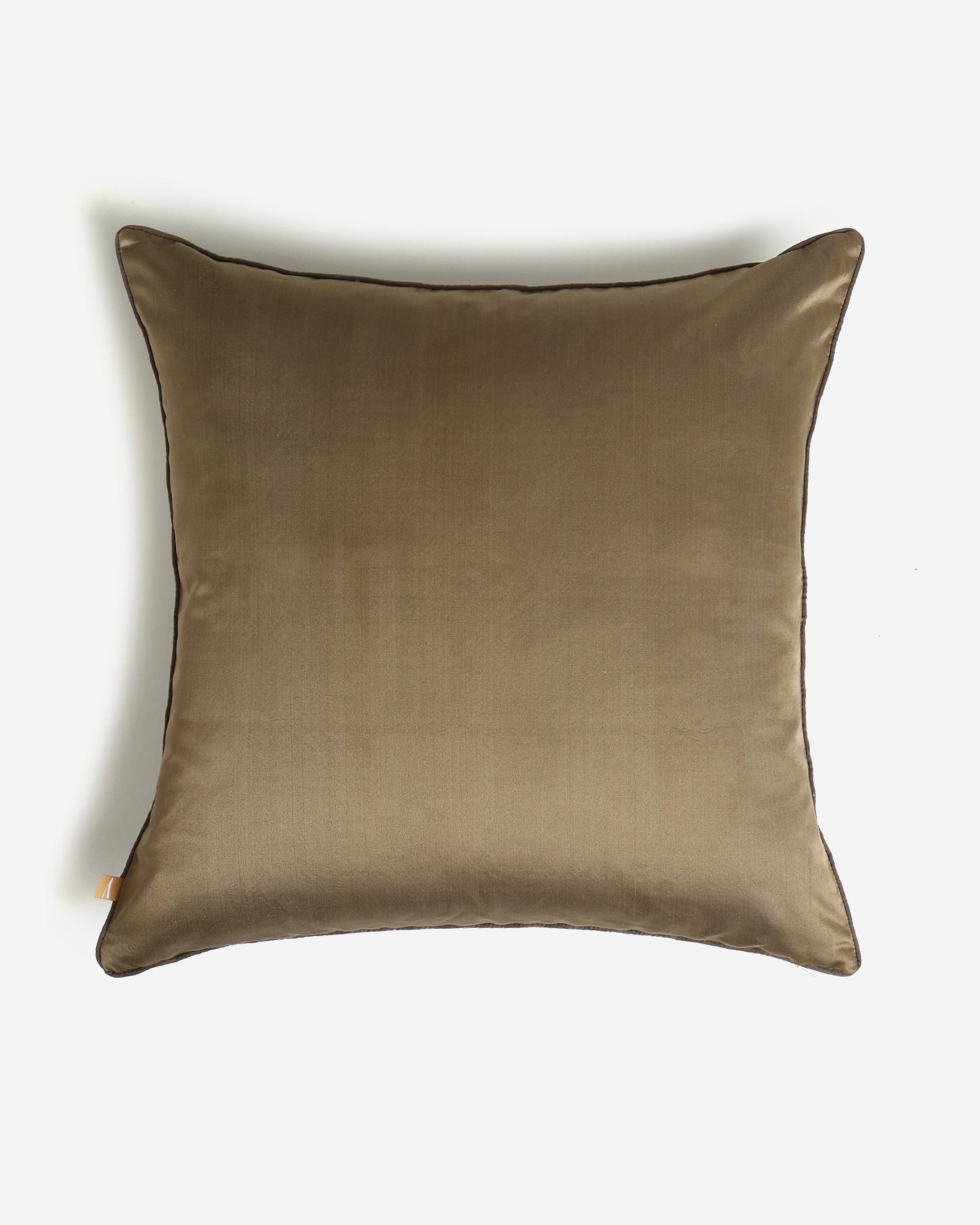 Lalbagh Tanchoi Silk Cushion Cover - Light Brown