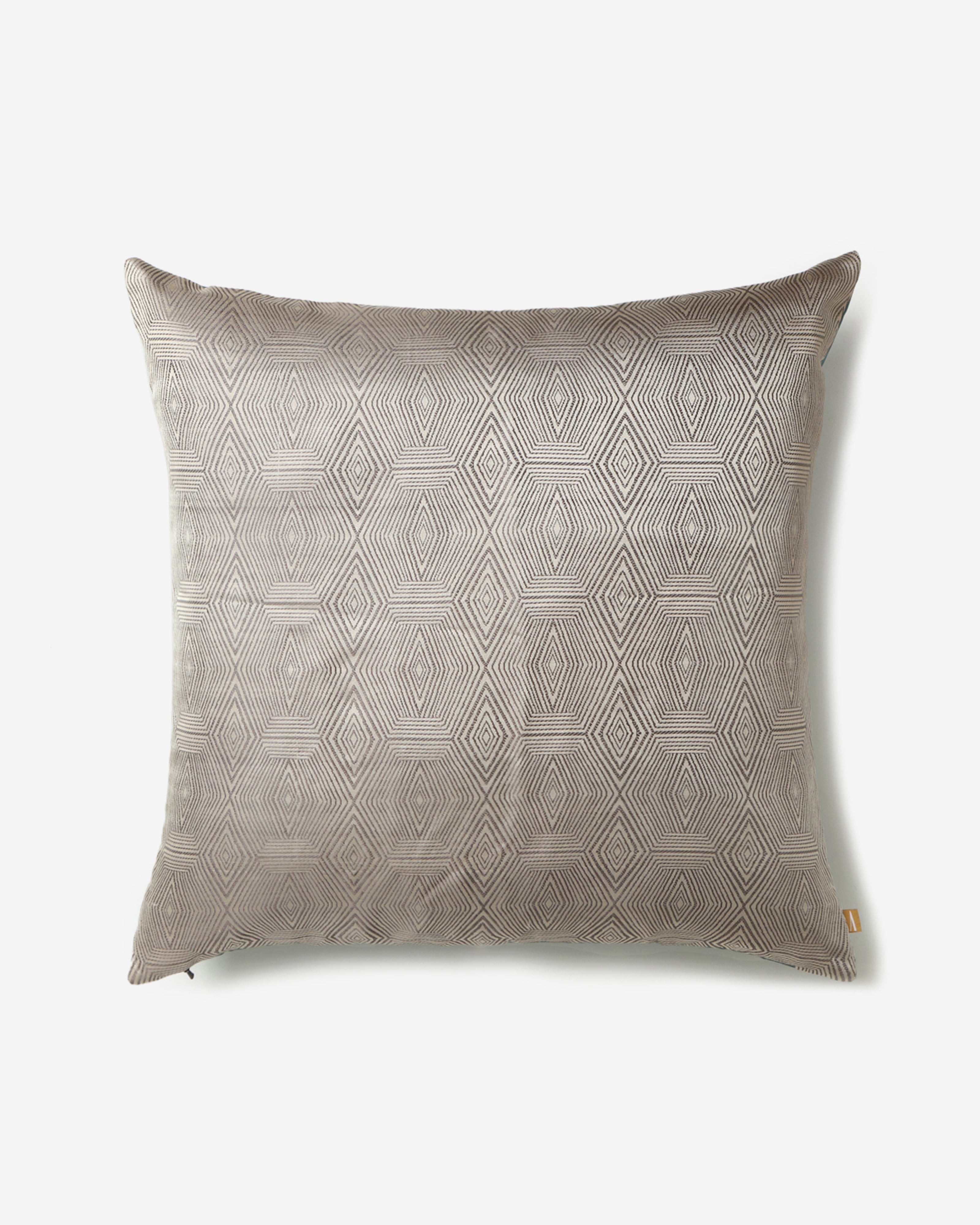 Hexa Tanchoi Silk Cushion Cover - Light Grey