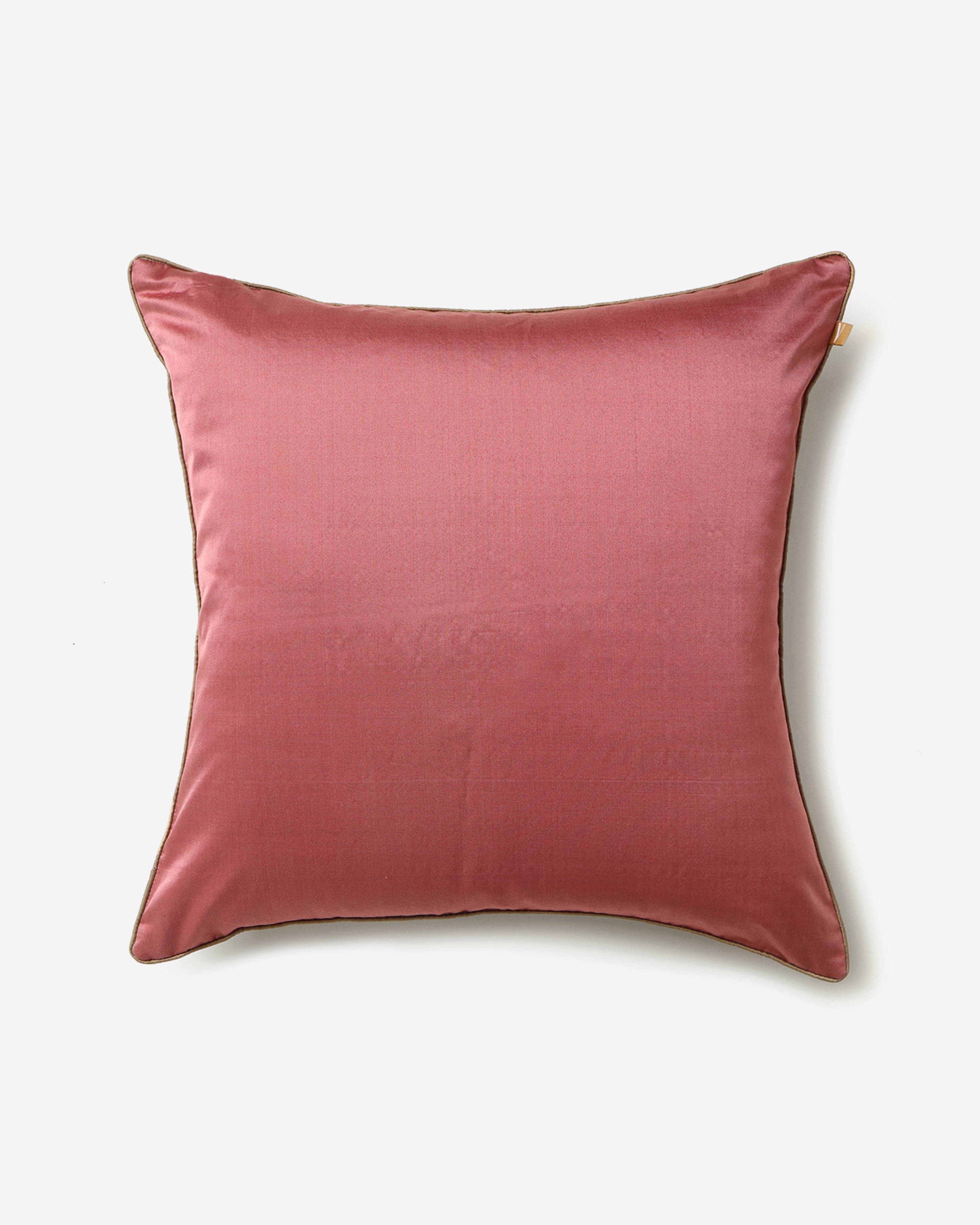Triangle Satin Brocade Silk Cotton Cushion Cover - Light Pink