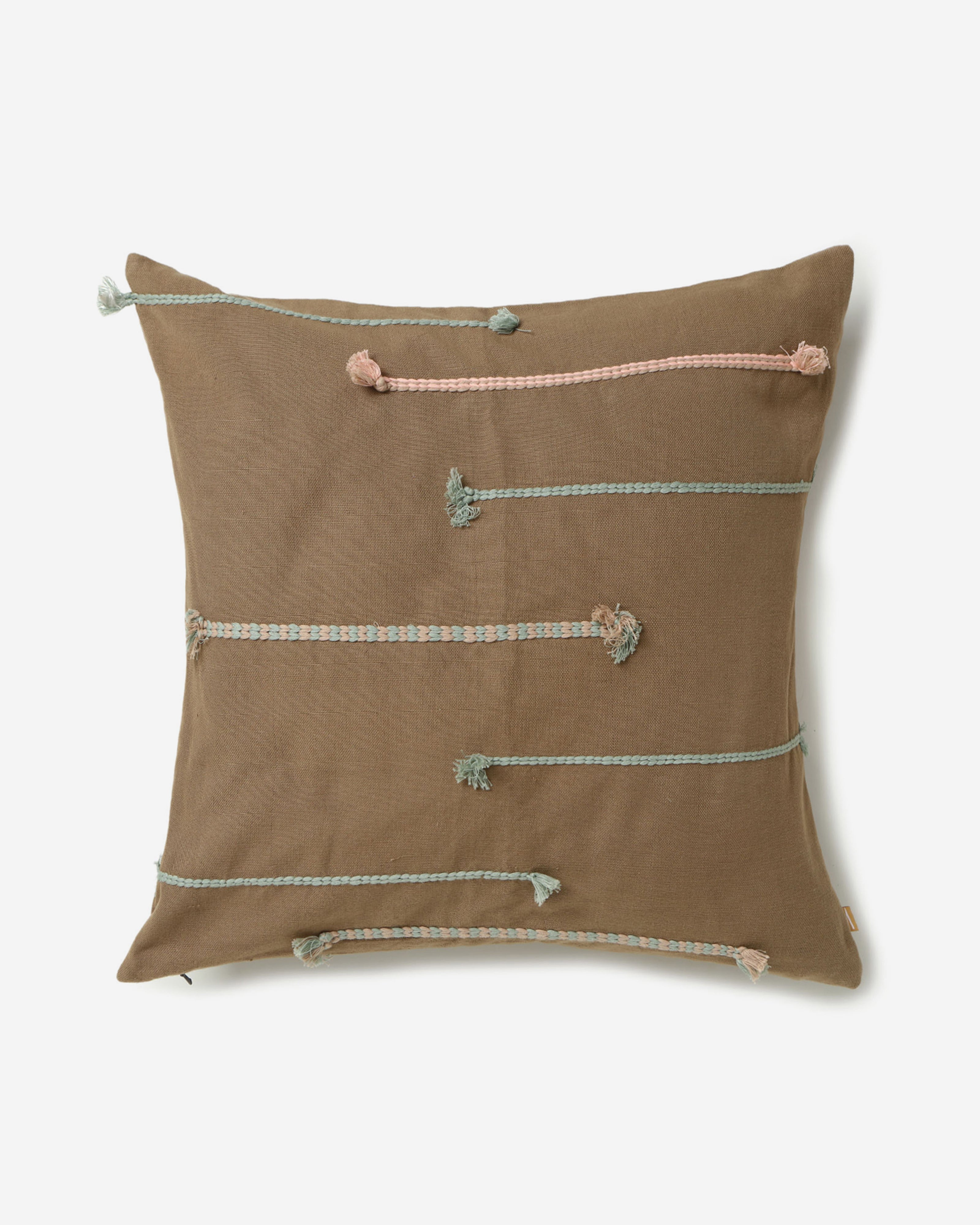 Unabridged Extra Weft Cotton Cushion Cover - Medium Brown