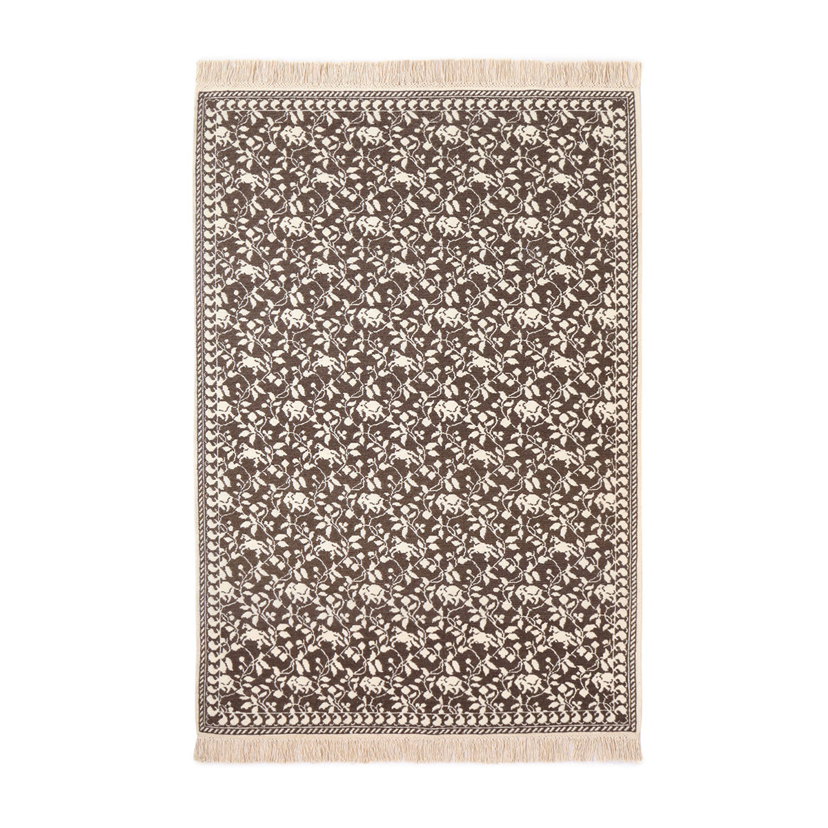 Shikar Soumak Cotton Wool Rug - Light White