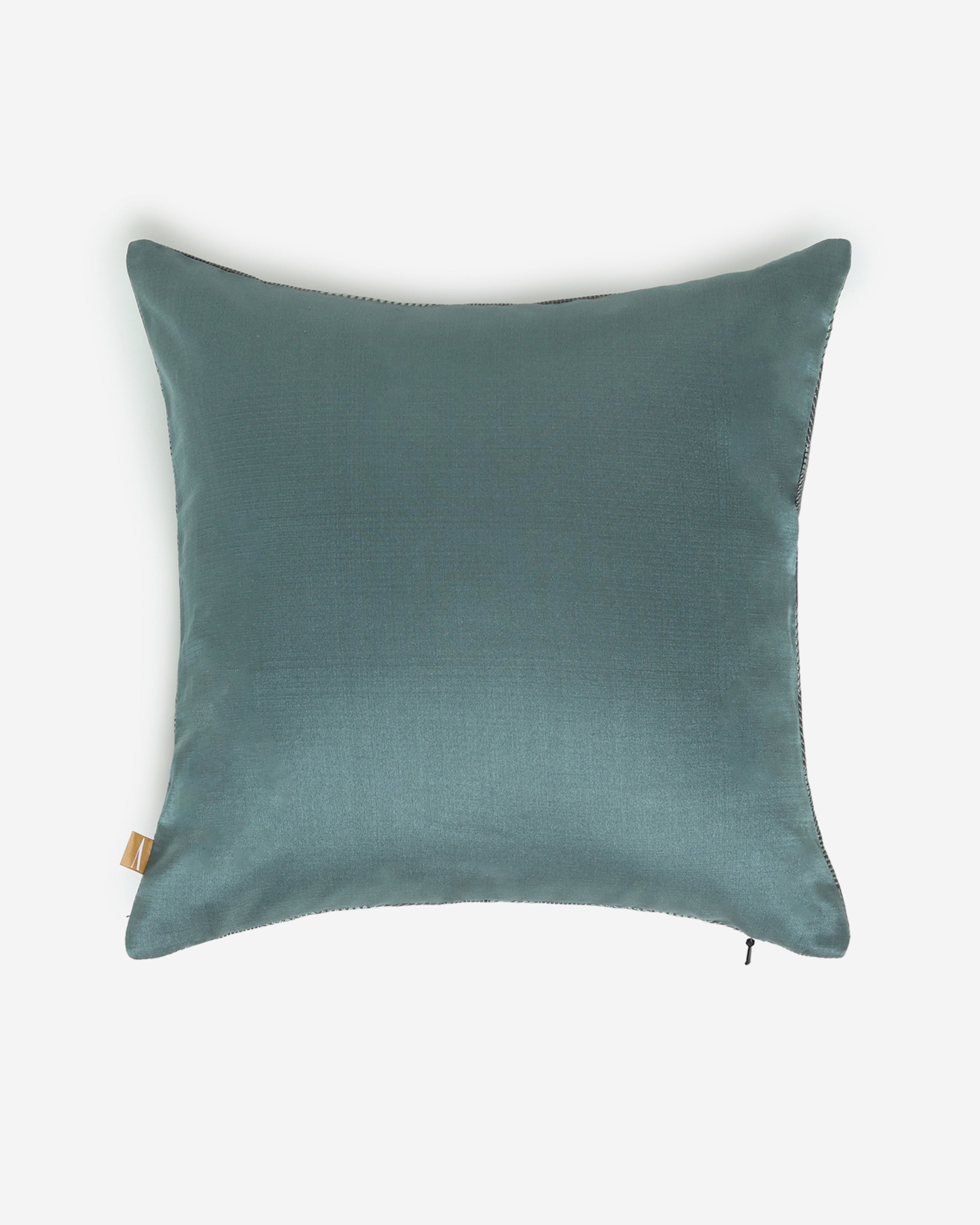 Perspective Gyasar Silk Cotton Cushion Cover - Medium Green