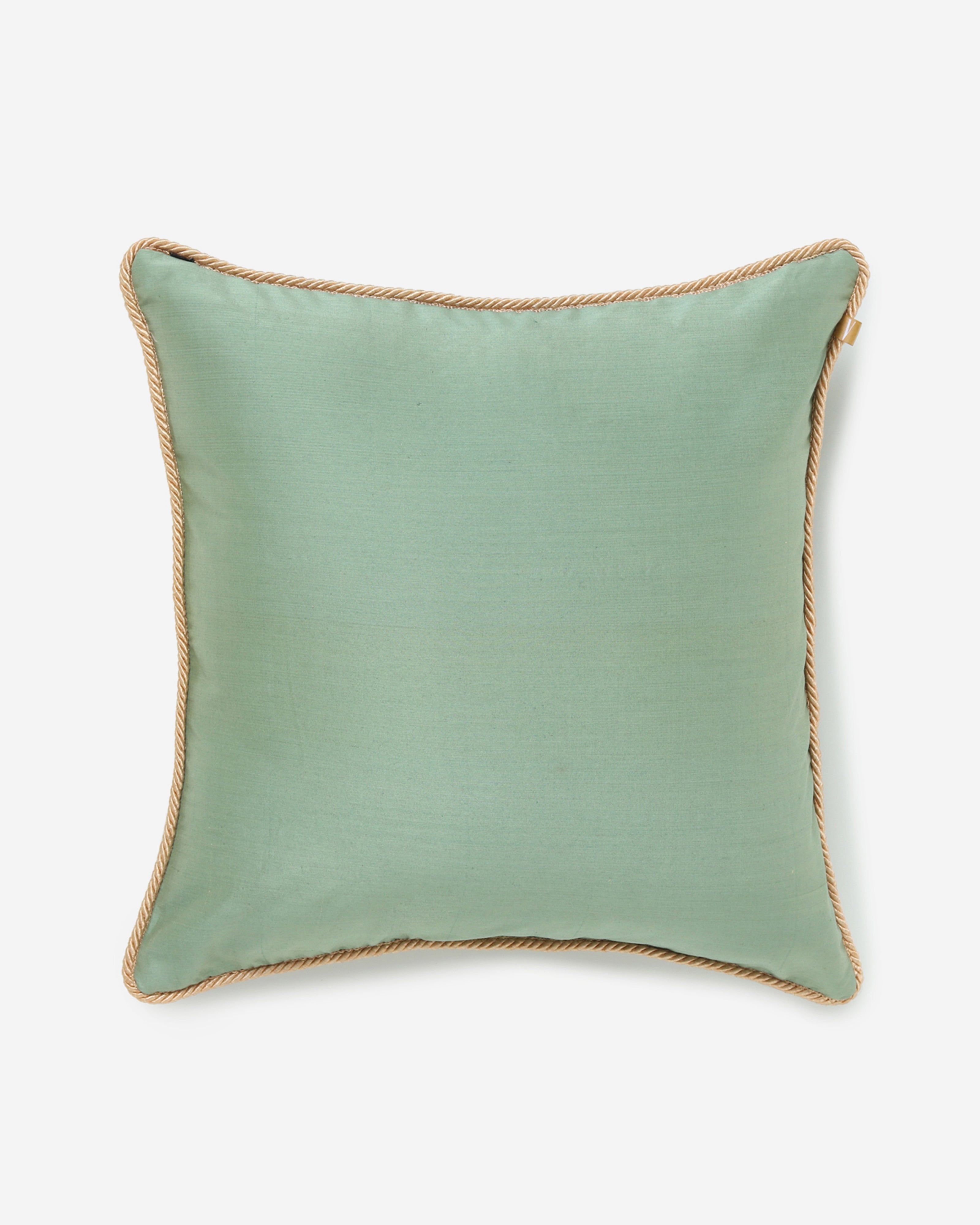 Cube Satin Brocade Silk Cotton Cushion Cover - Light Green