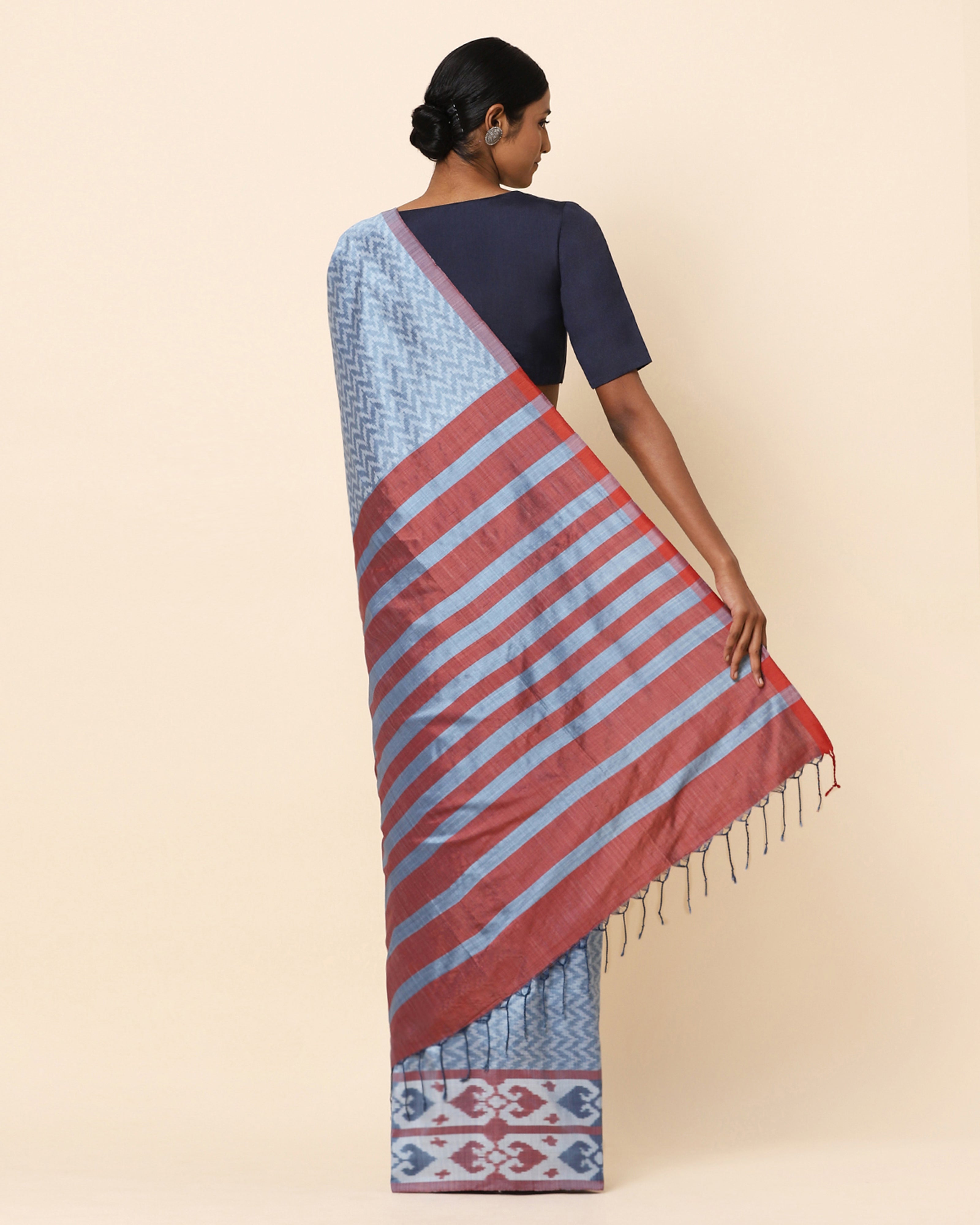 Zircon Warp Ikat Silk Saree