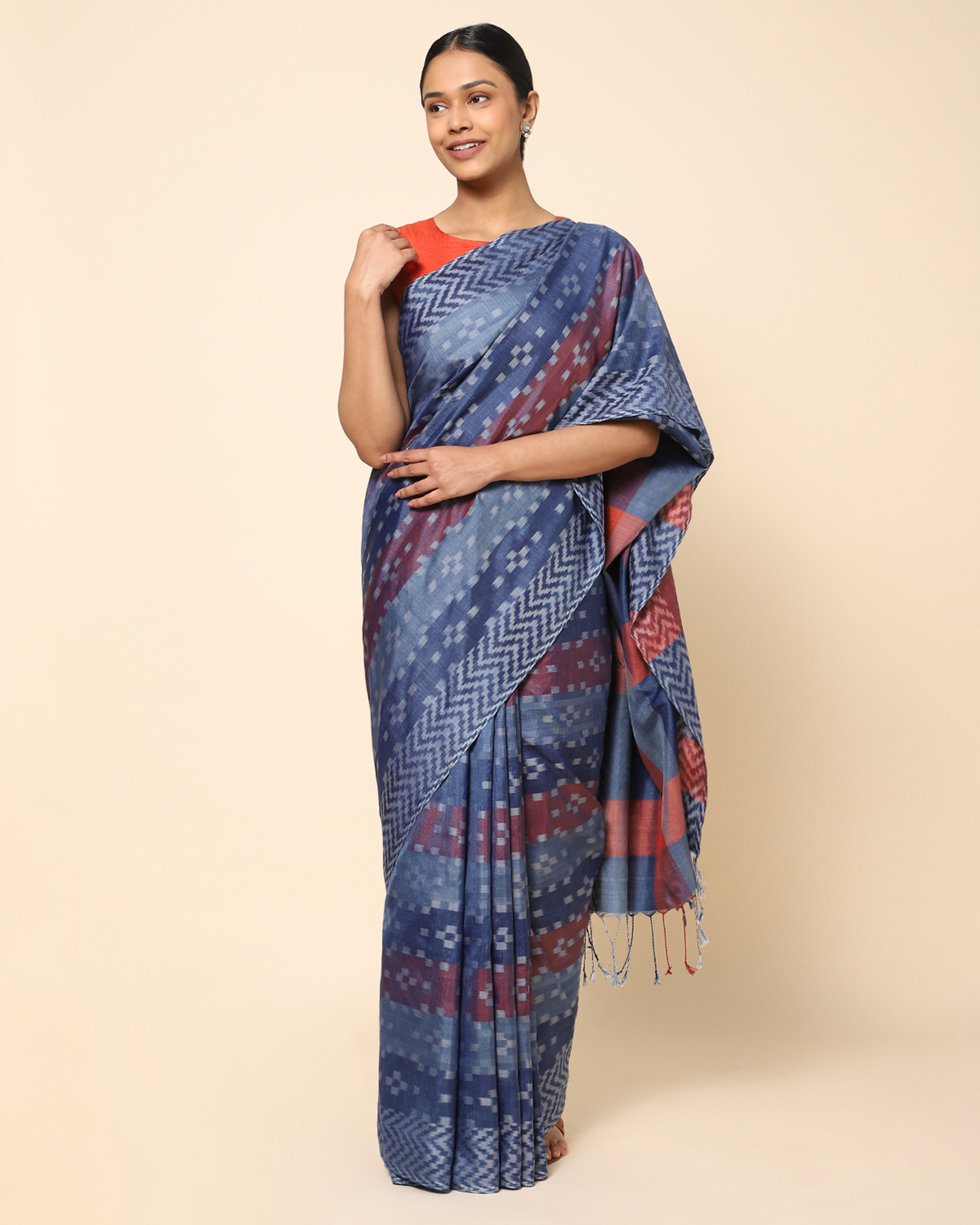 Vardhaman Warp Ikat Silk Saree