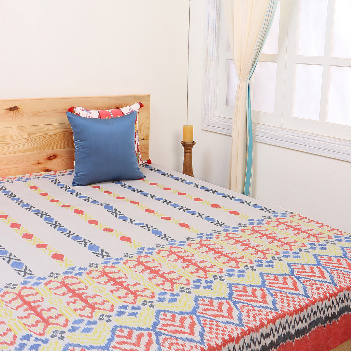 Zohra Warp Ikat CottonBed Cover