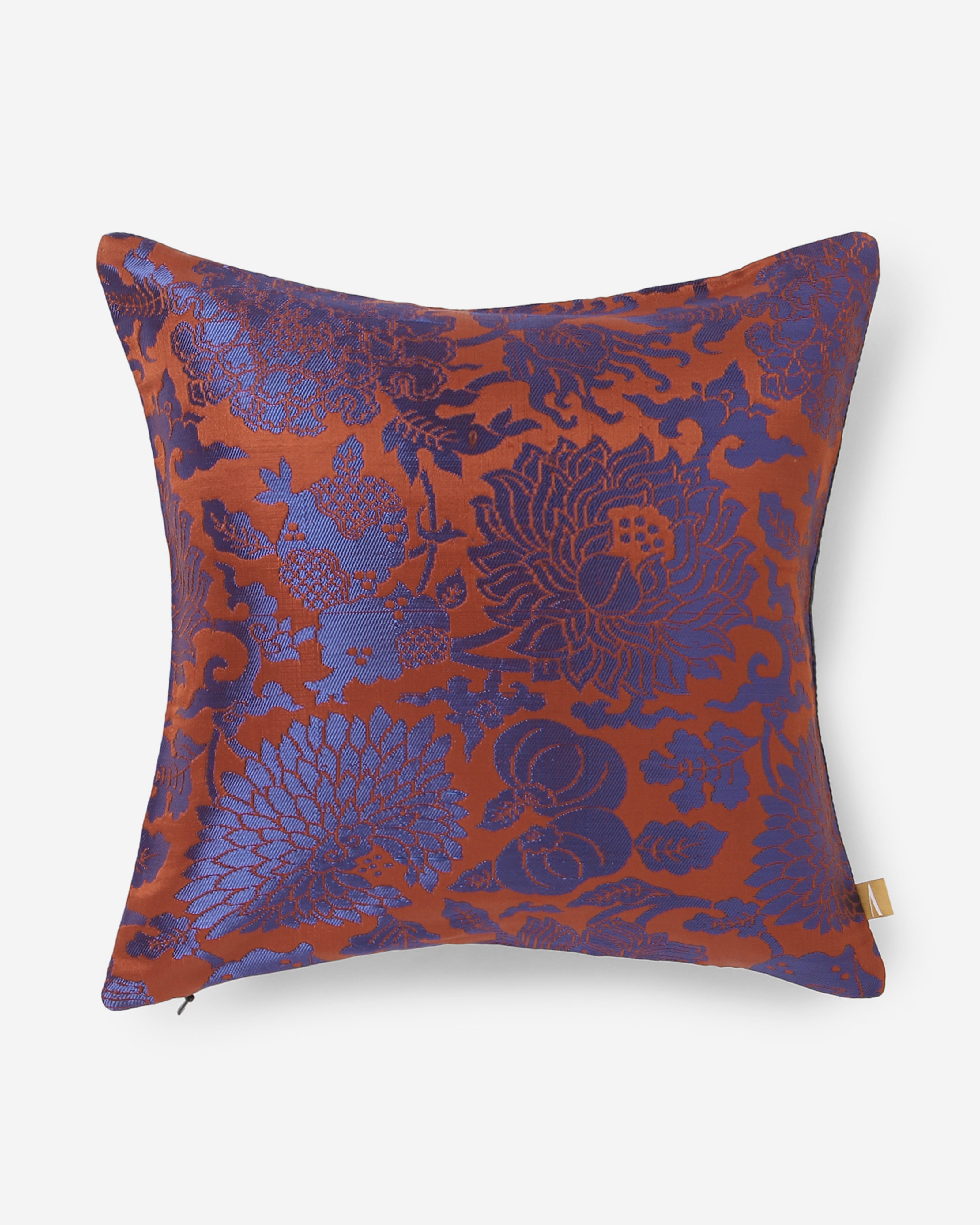 Khambo Gyasar Silk Cushion Cover - Dark Blue