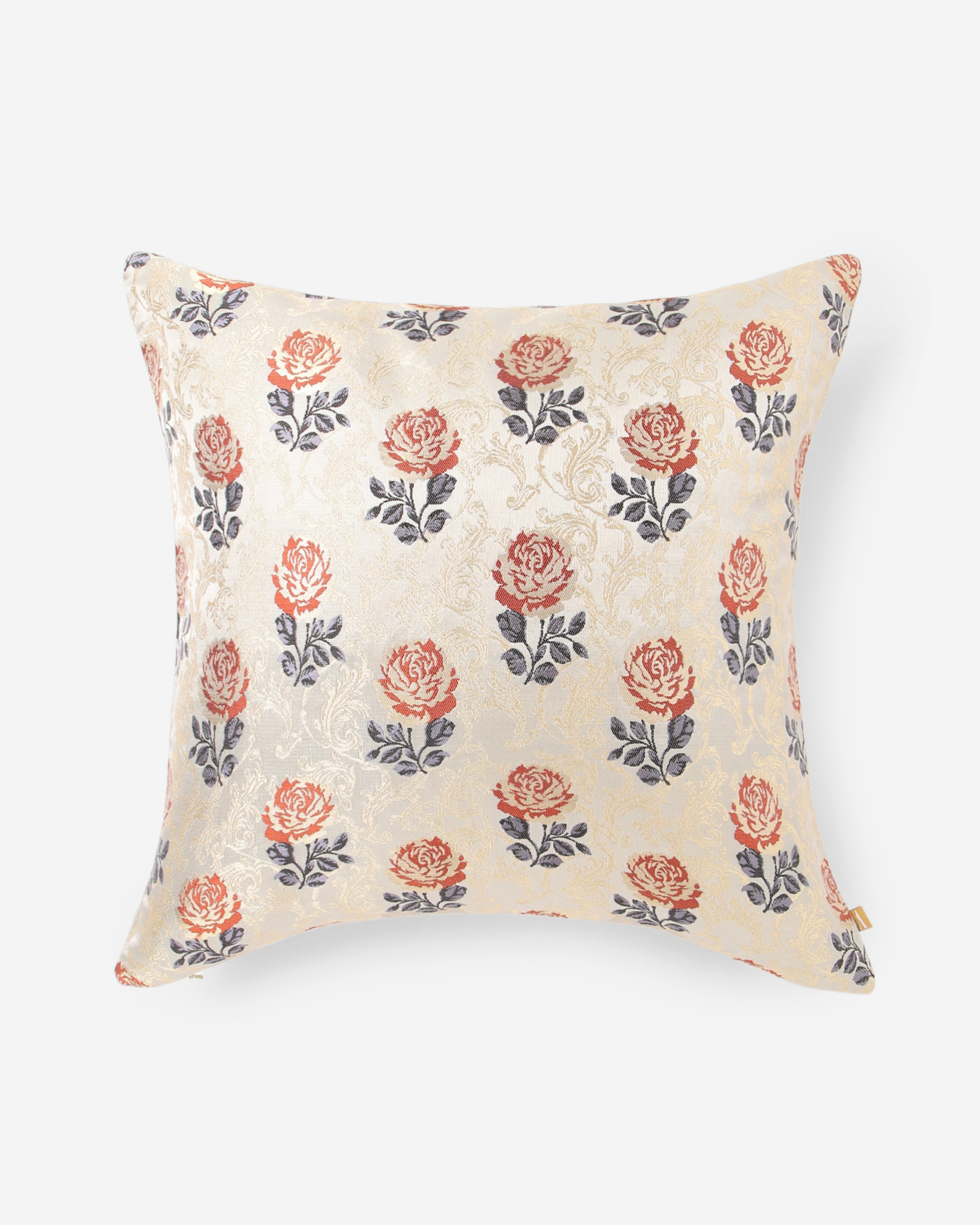 Rose Satin Brocade Silk Cushion Cover - Medium Assorted