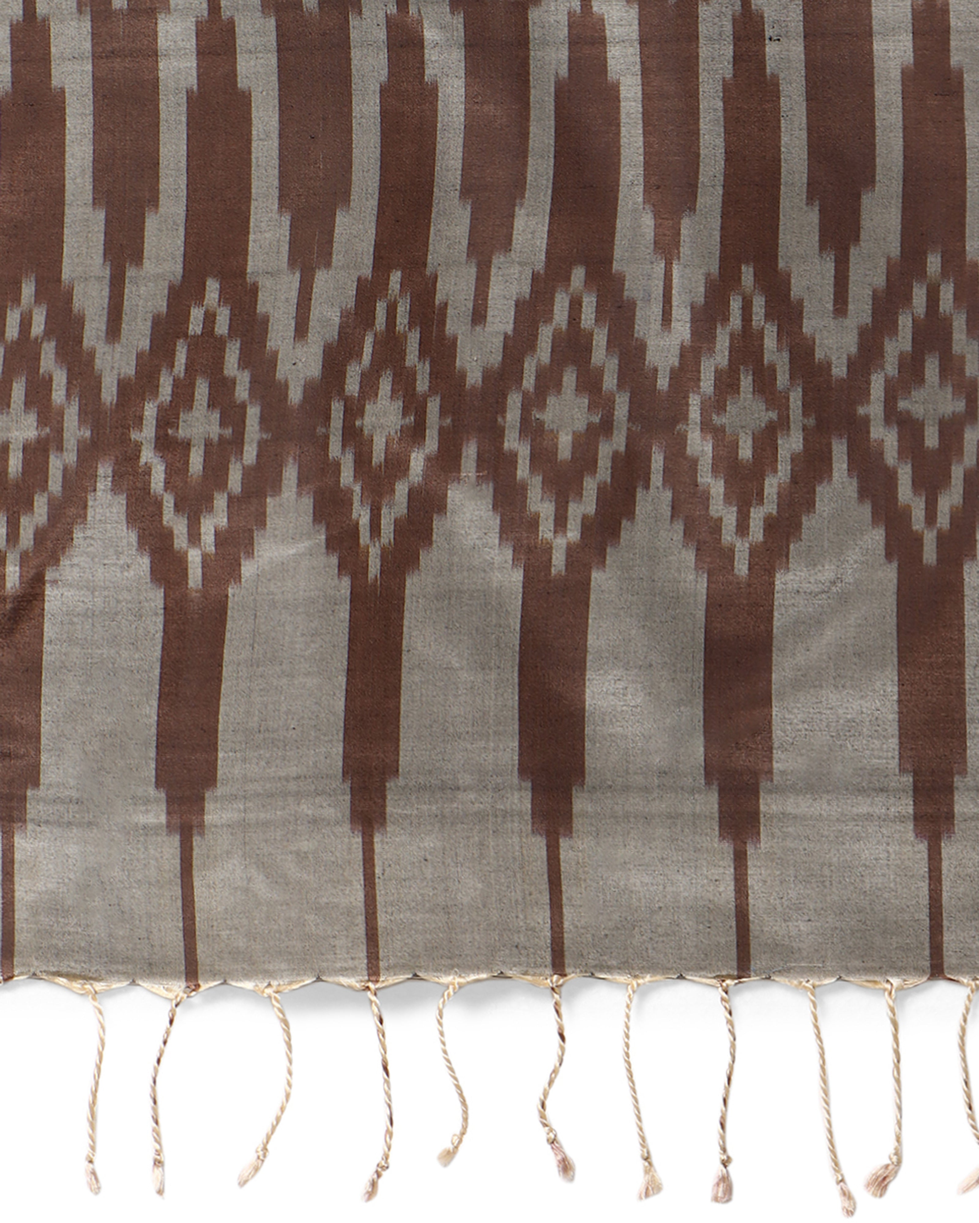 Raanjana Warp Ikat Silk Cotton Stole - Dark Brown