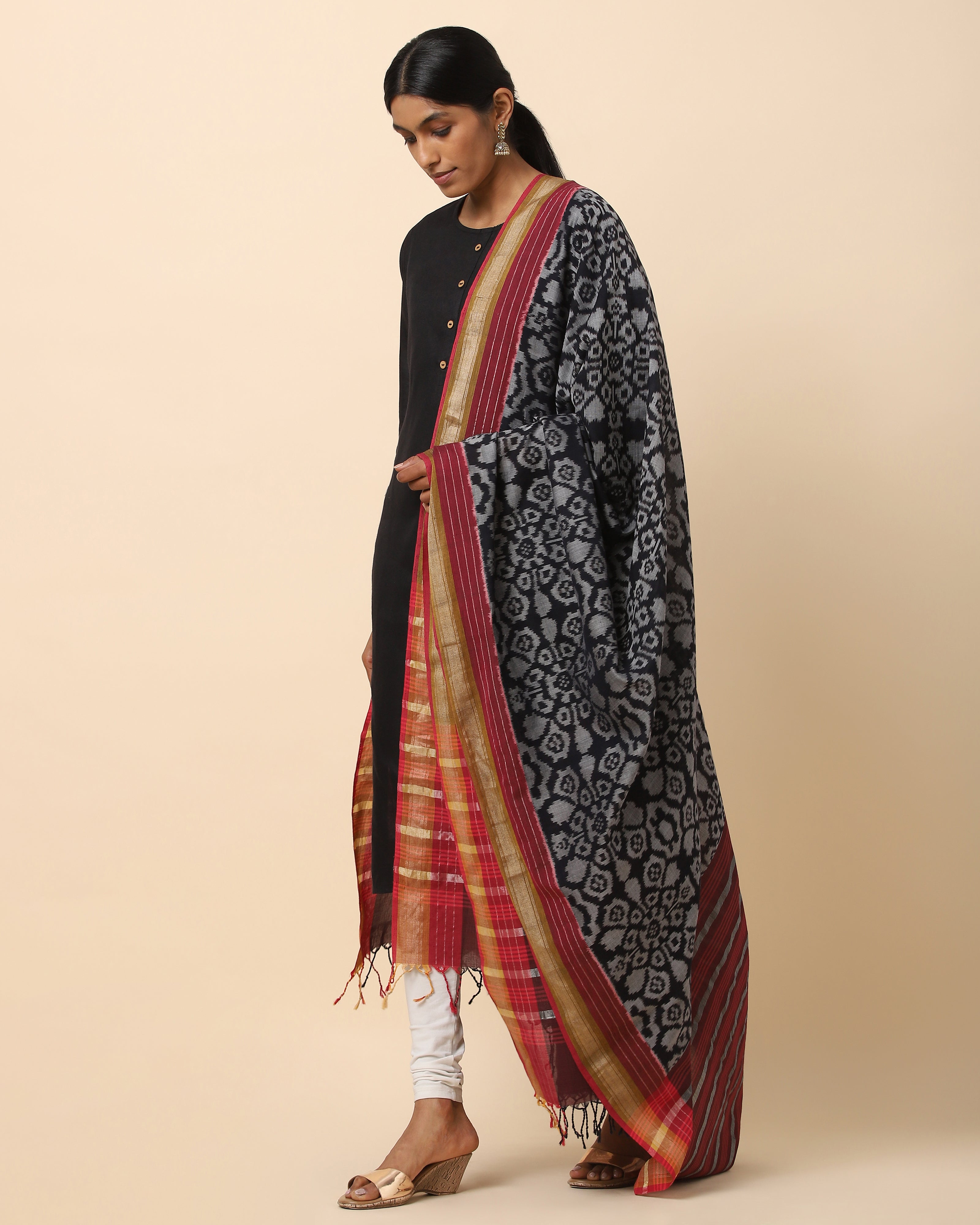 Banvi Weft Ikat Cotton Dupatta