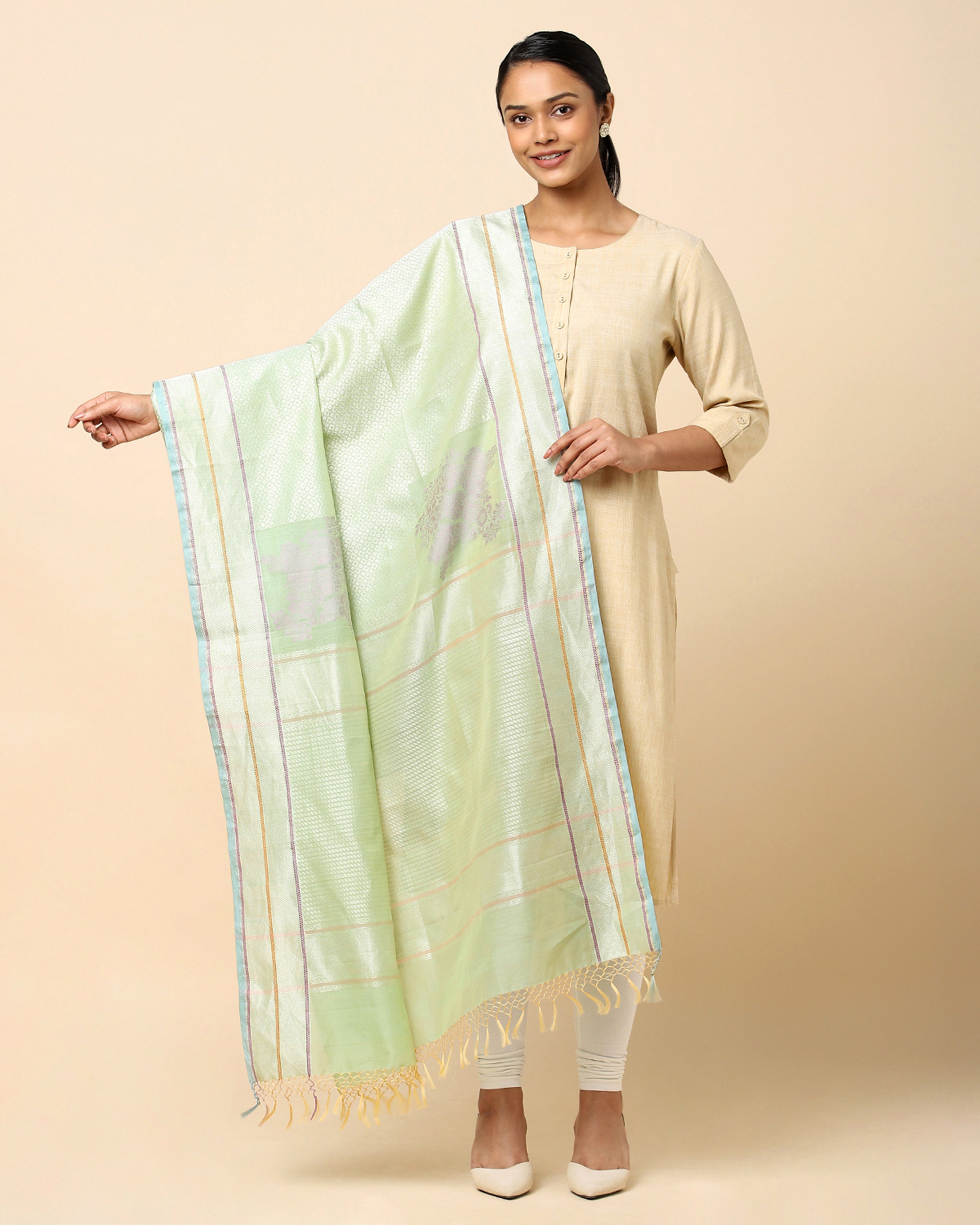 Asavari Fekwa Silk Cotton Dupatta