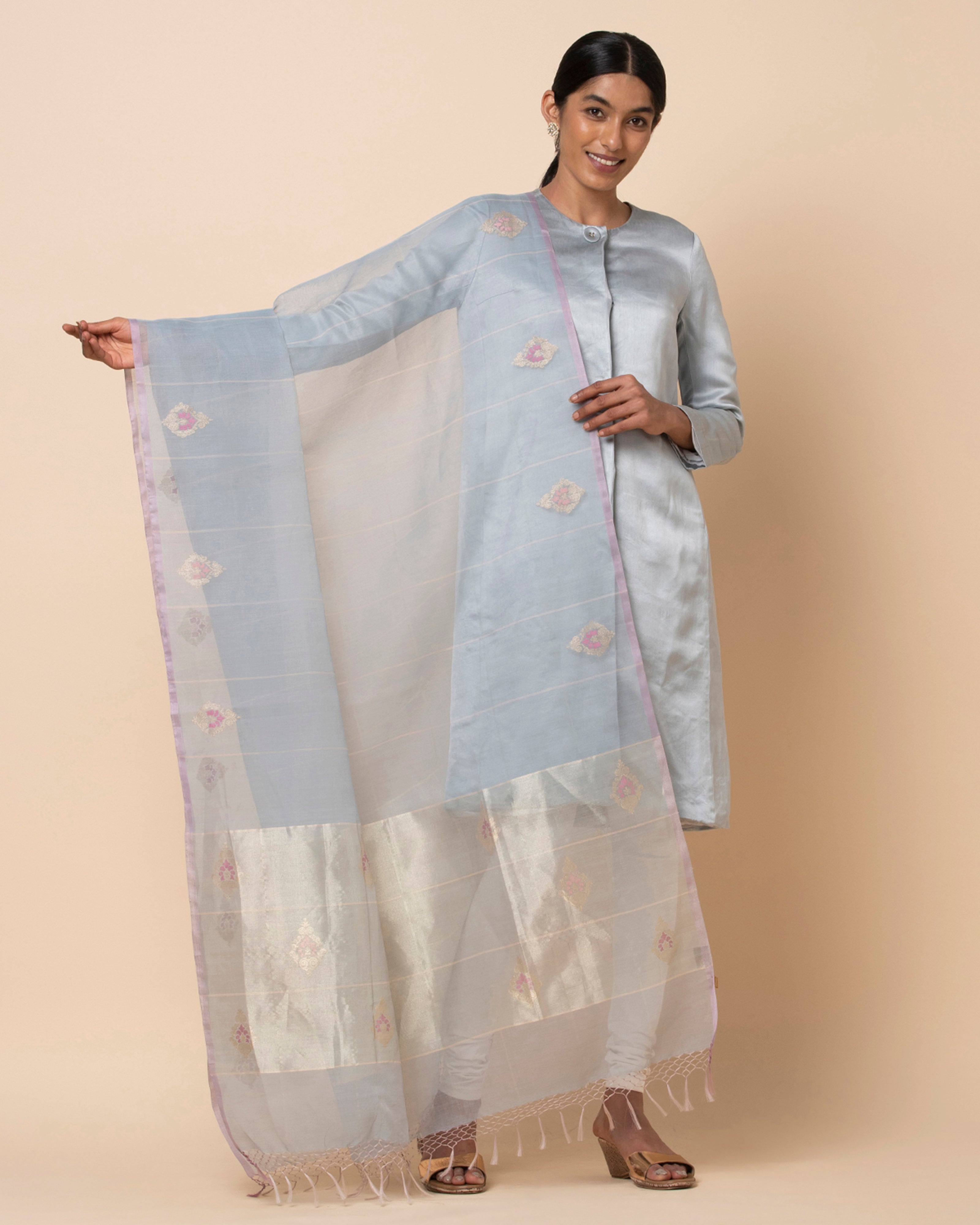 Parthee Jamdani Silk Cotton Dupatta