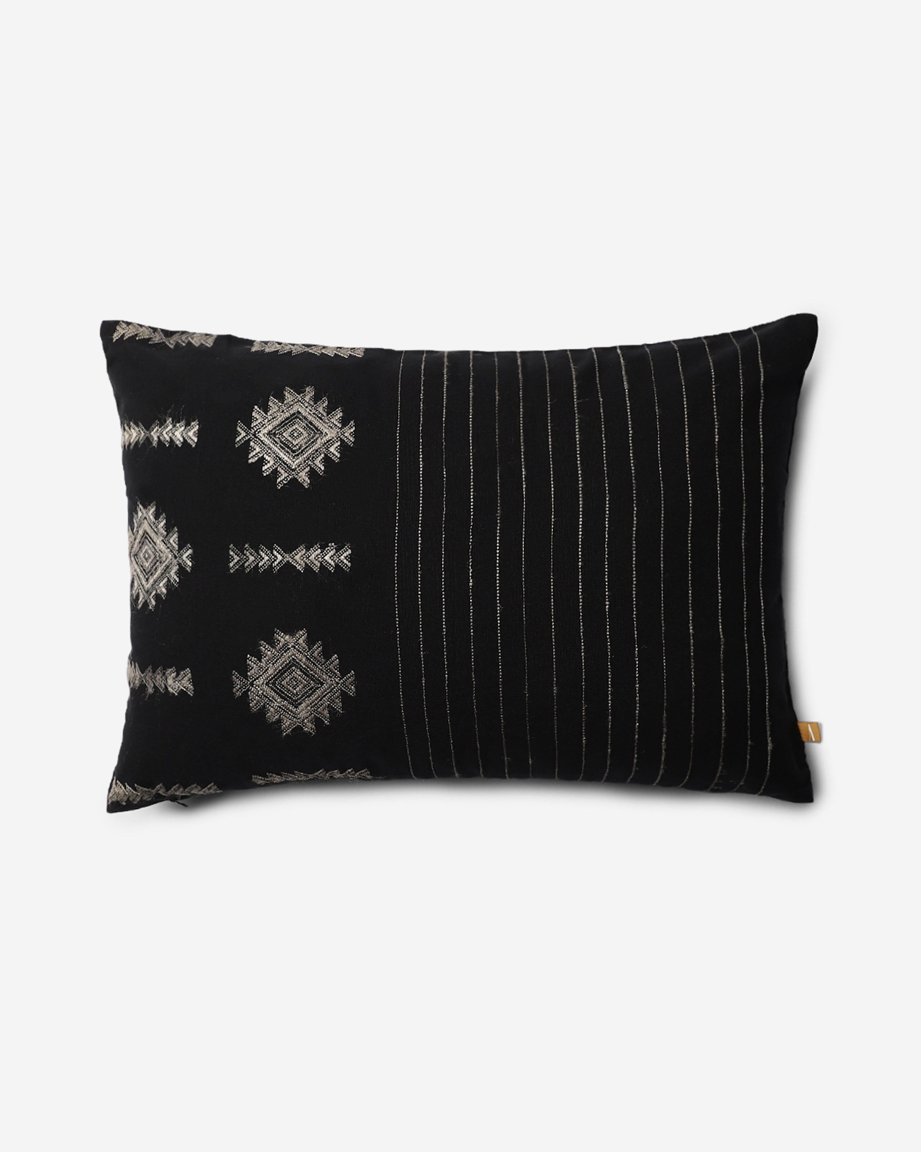 Barkha Extra Weft Cotton Cushion Cover - Dark Black