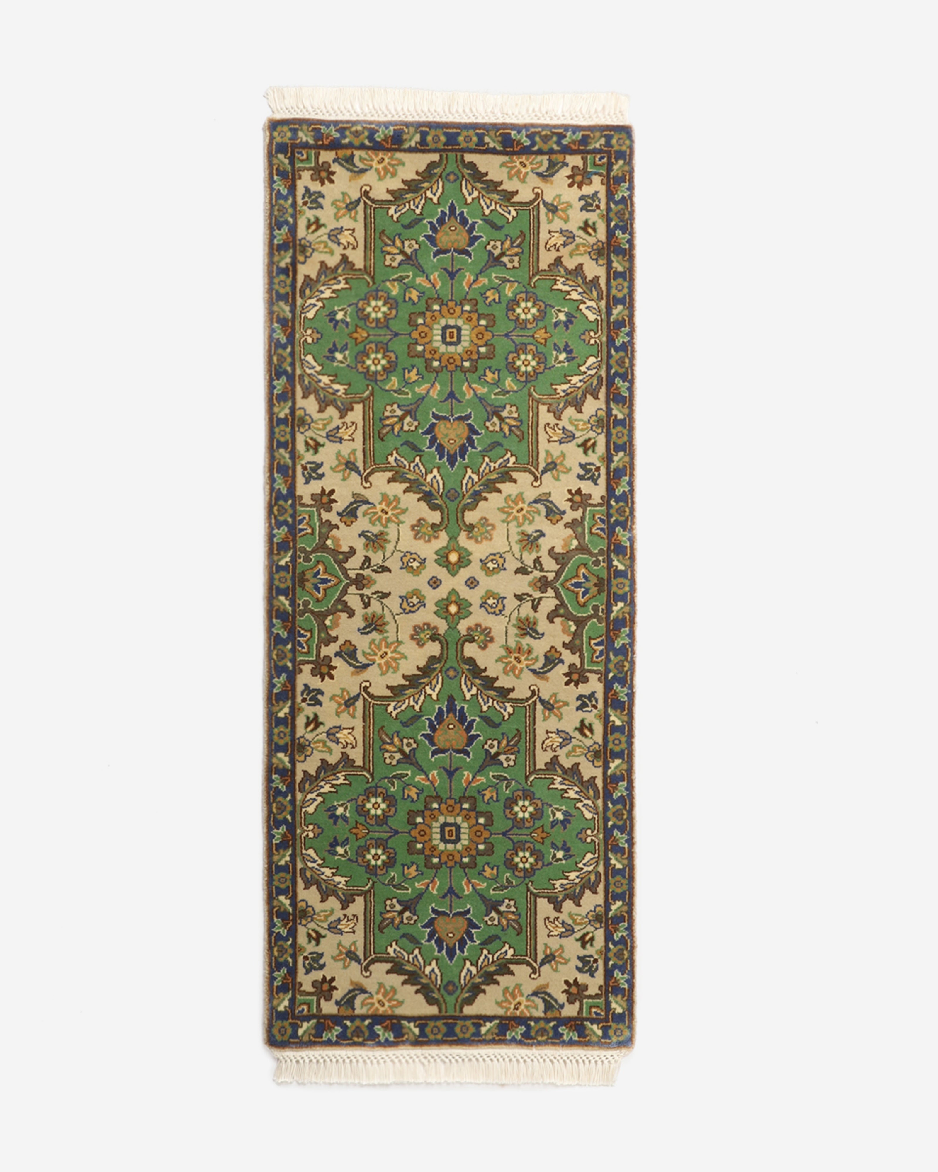 Andhra Hand Knotted Cotton Wool Rug - Medium Green