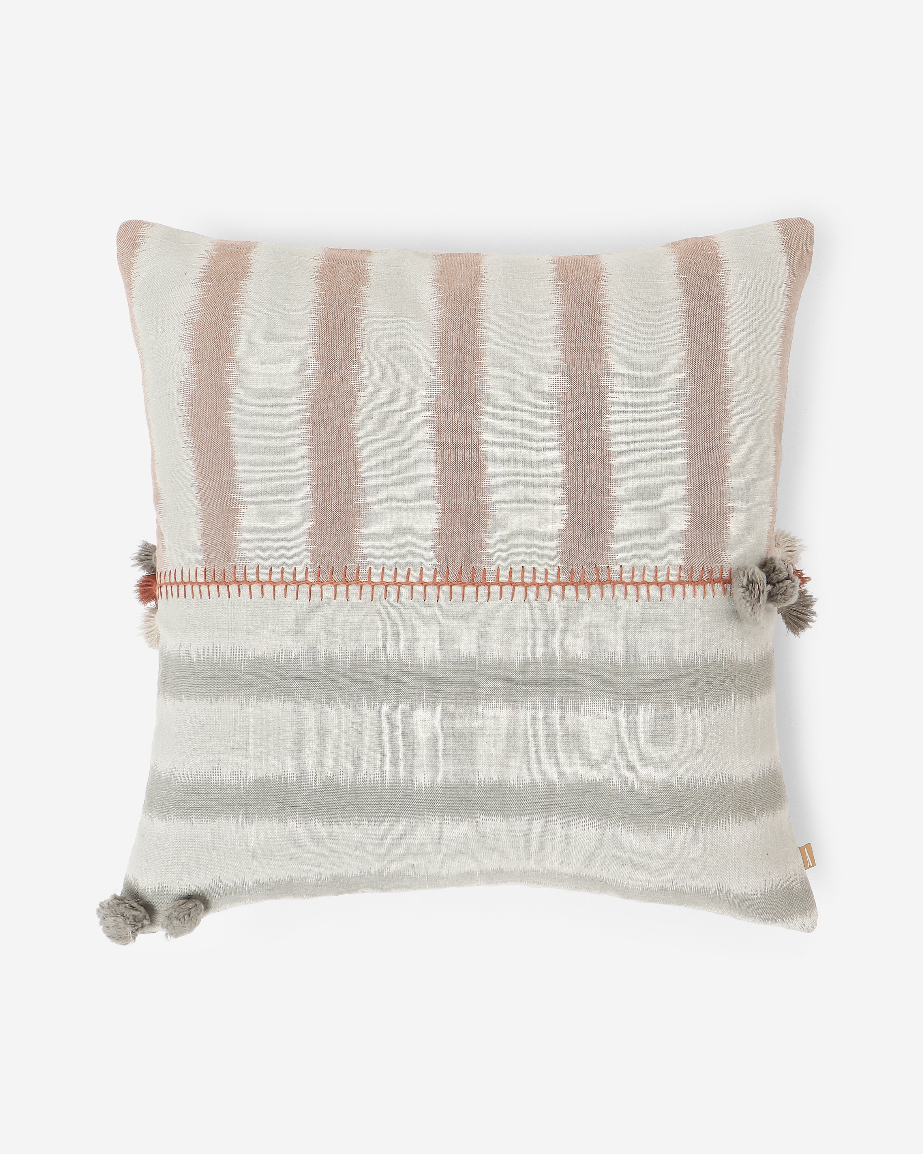 Linear Weft Ikat Cotton Cushion Cover