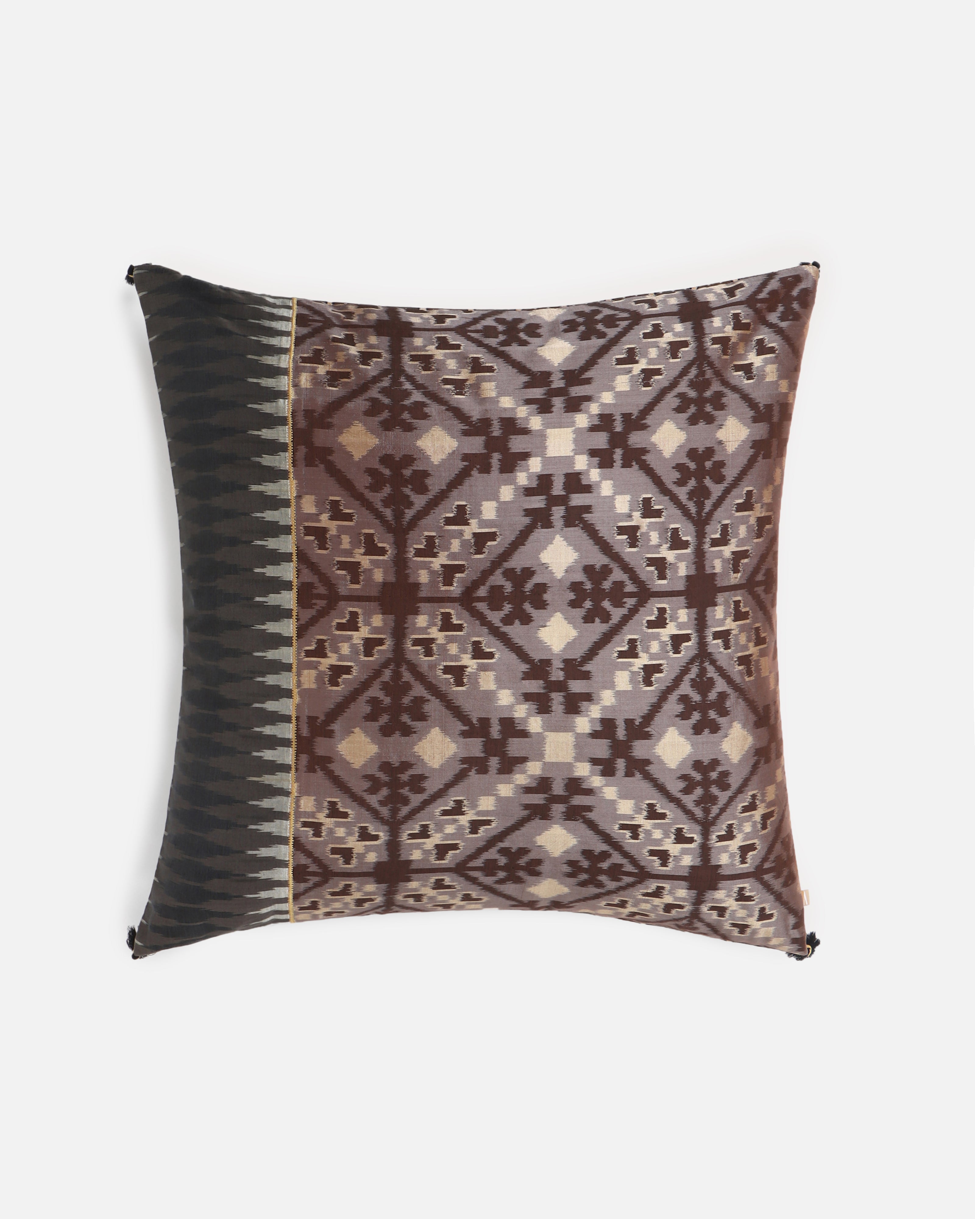 Avram-Elvira Weft Ikat Cotton Silk Cushion Cover