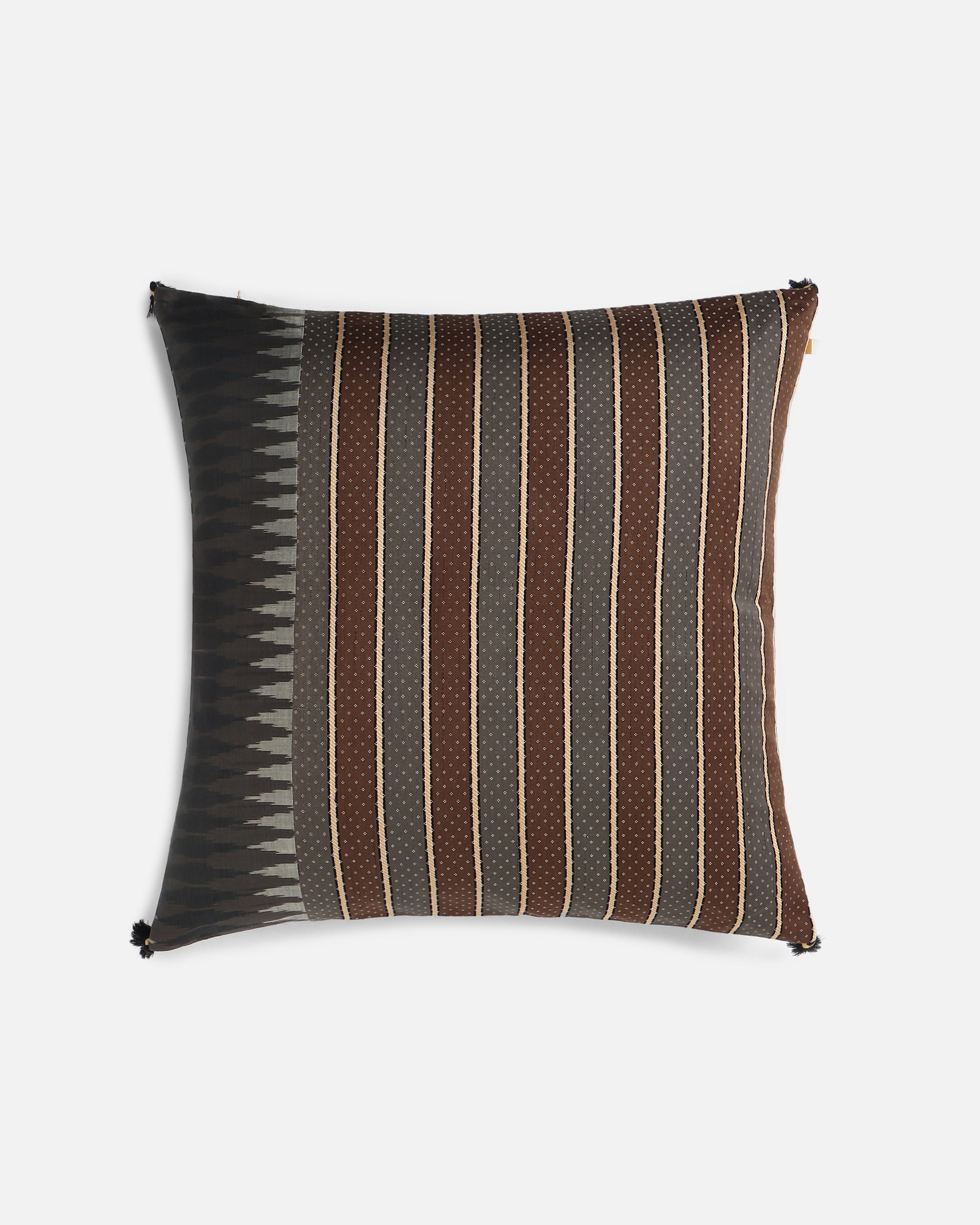 Avram-Elvira Weft Ikat Cotton Silk Cushion Cover