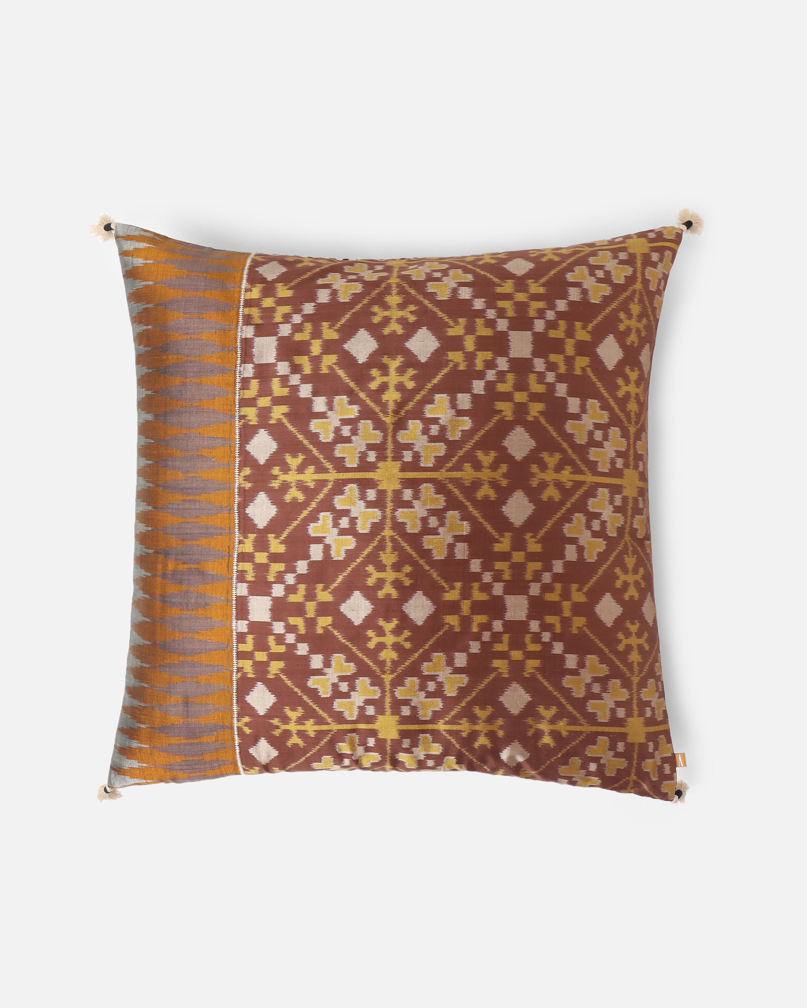 Avram-Elvira Weft Ikat Cotton Silk Cushion Cover