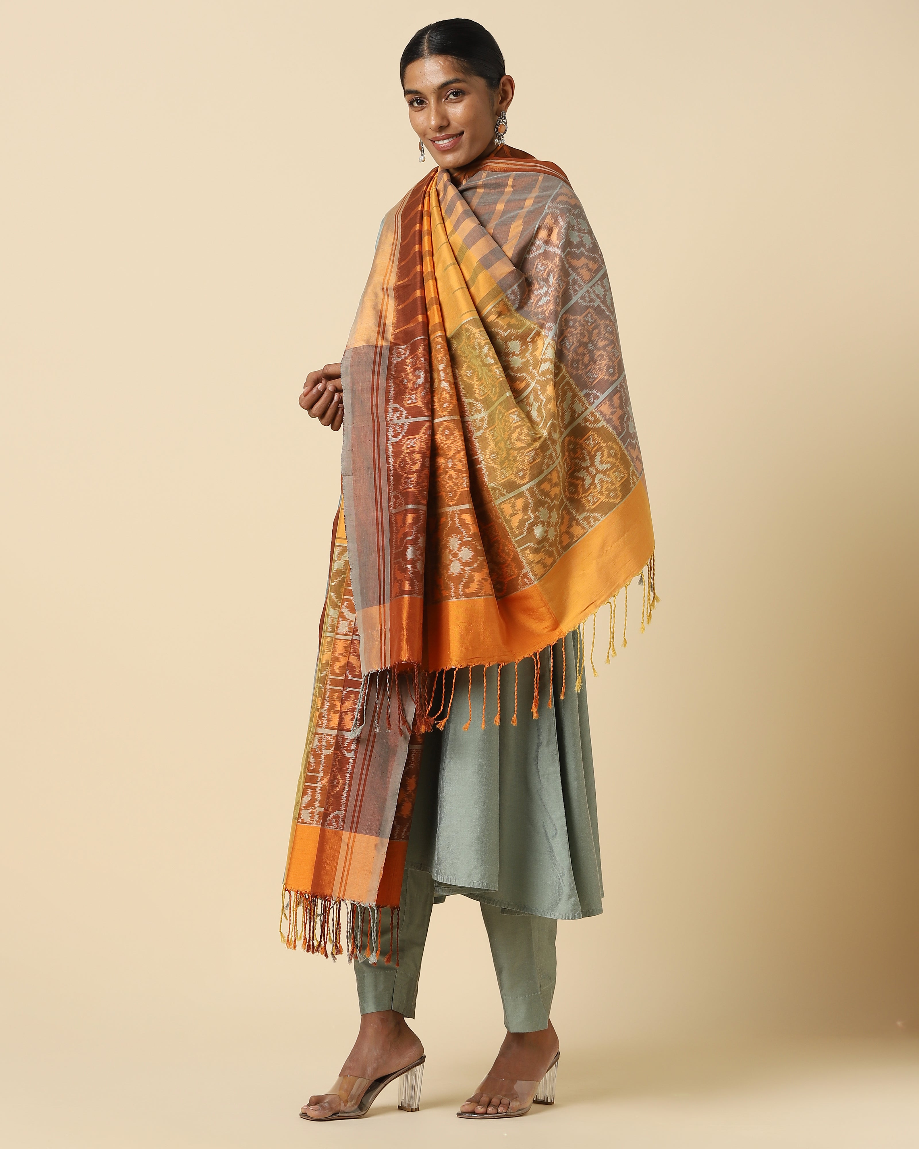 Femi Weft Ikat Silk Dupatta