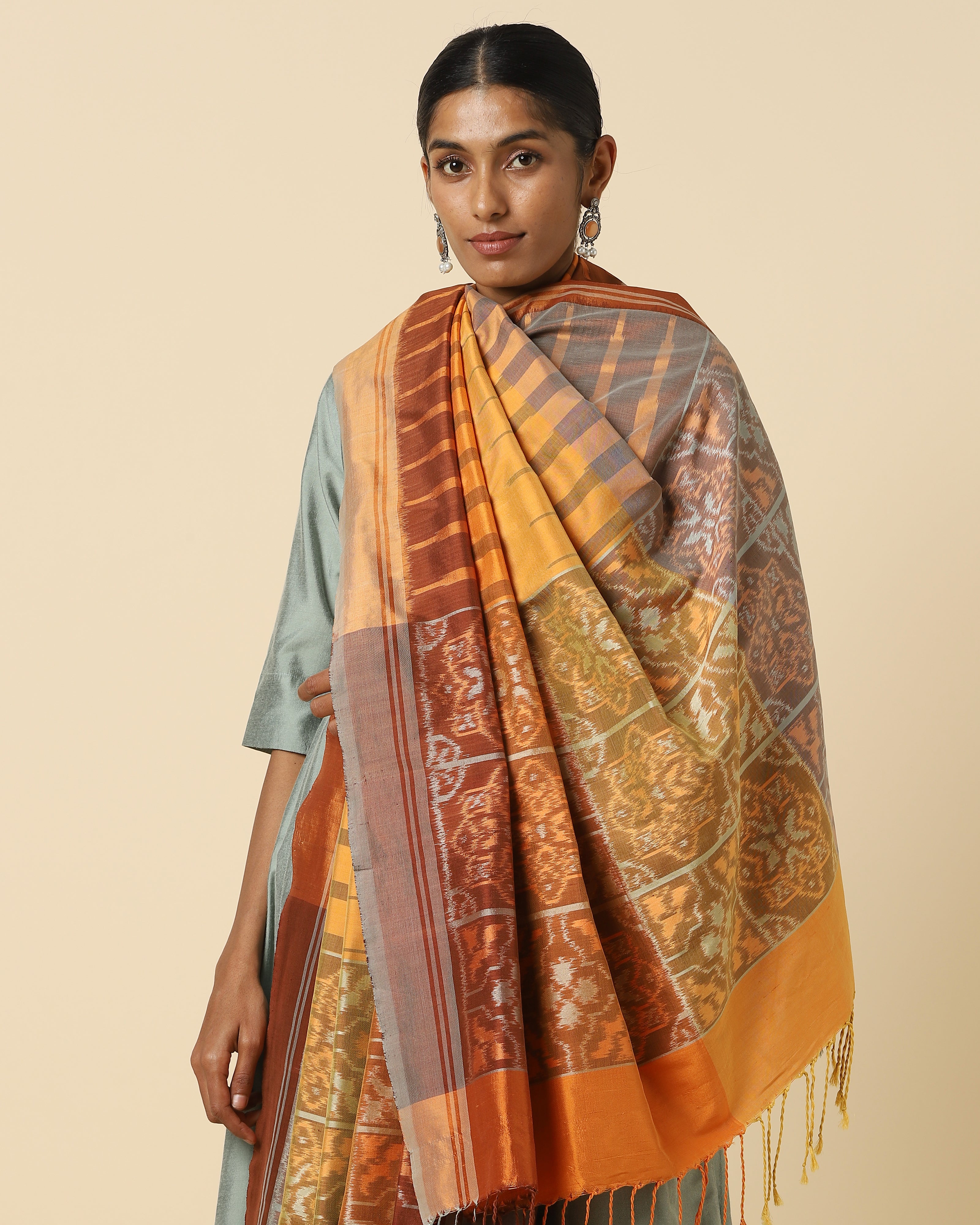 Femi Weft Ikat Silk Dupatta