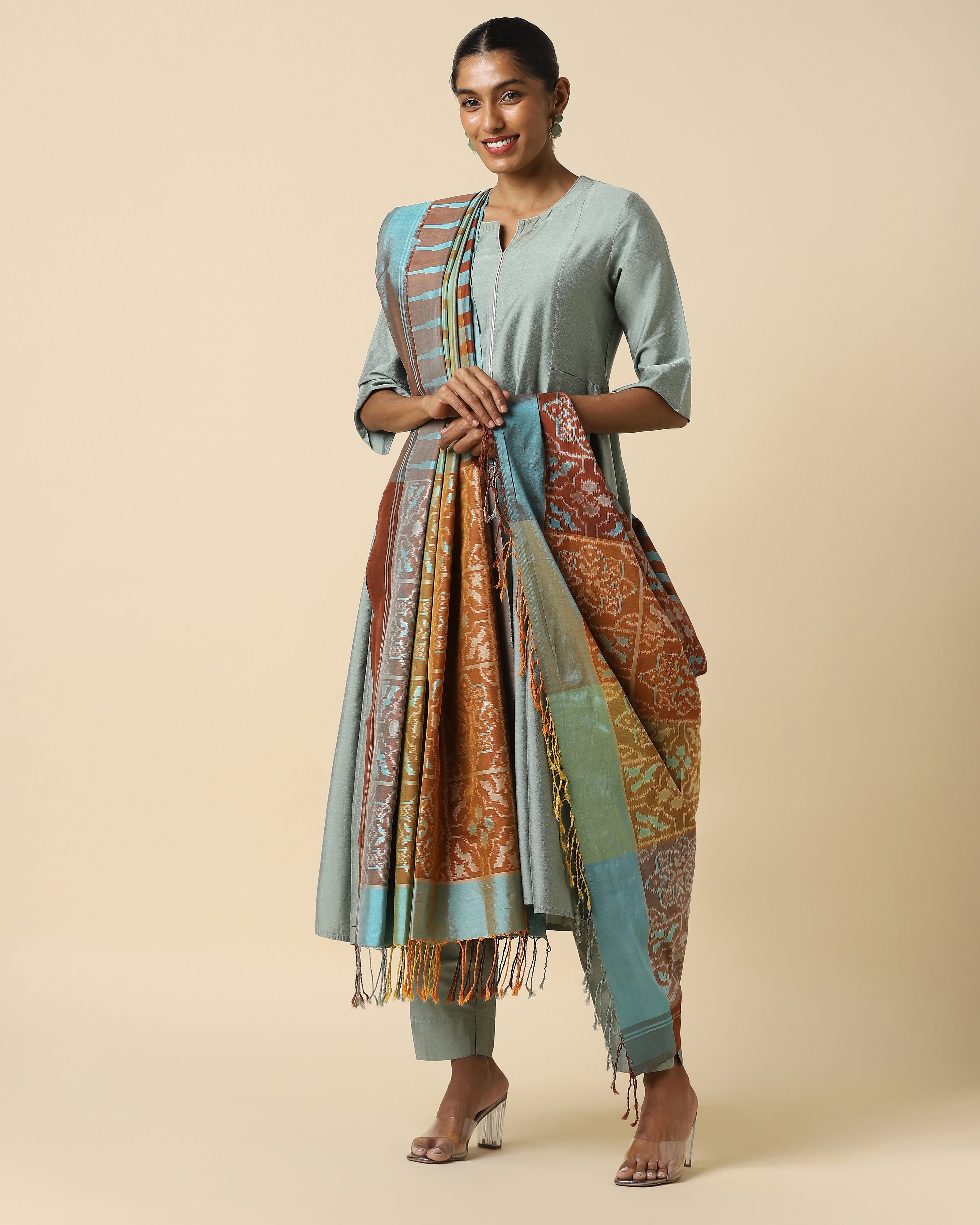 Femi Weft Ikat Silk Dupatta