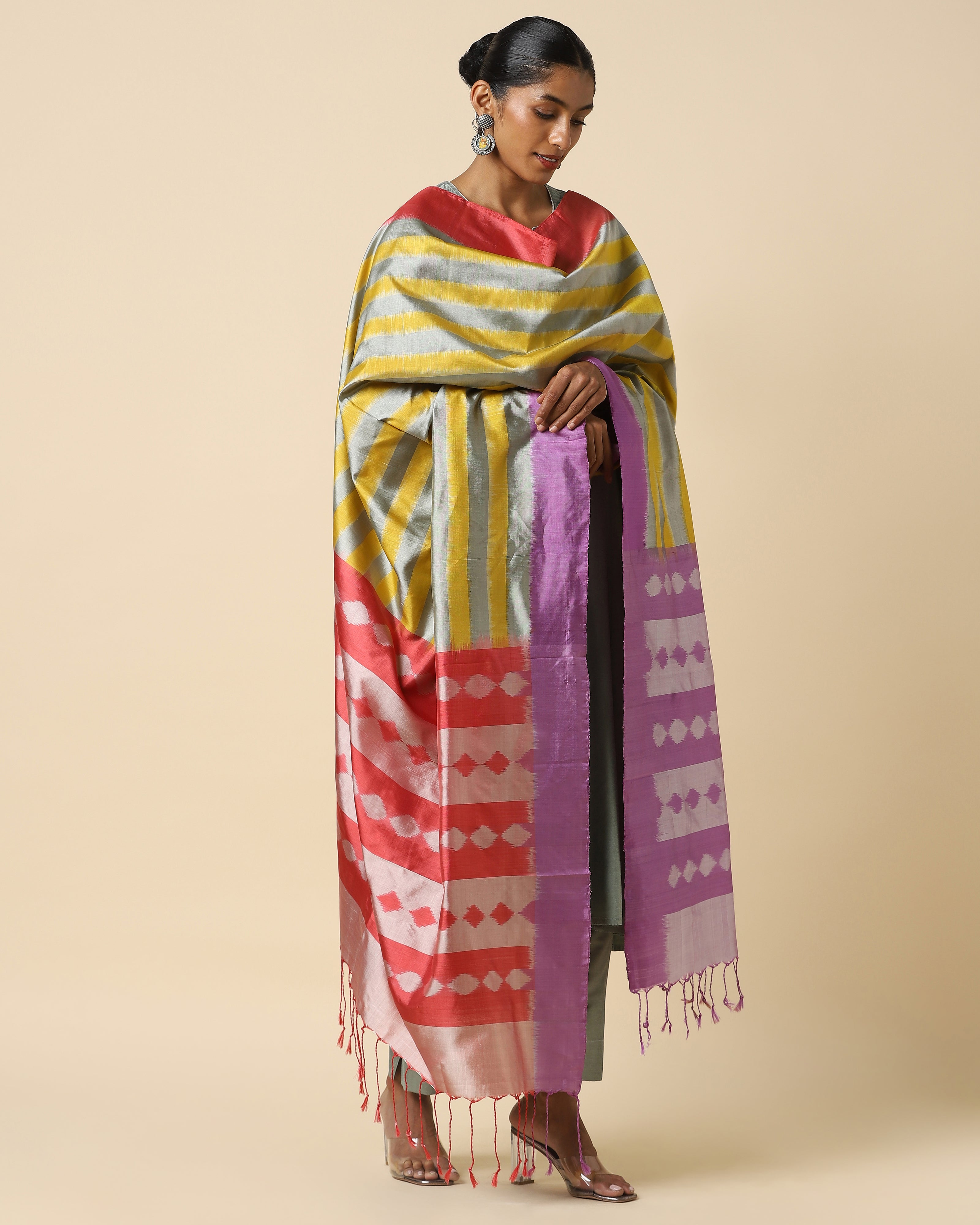 Dhriti Weft Ikat Silk Dupatta