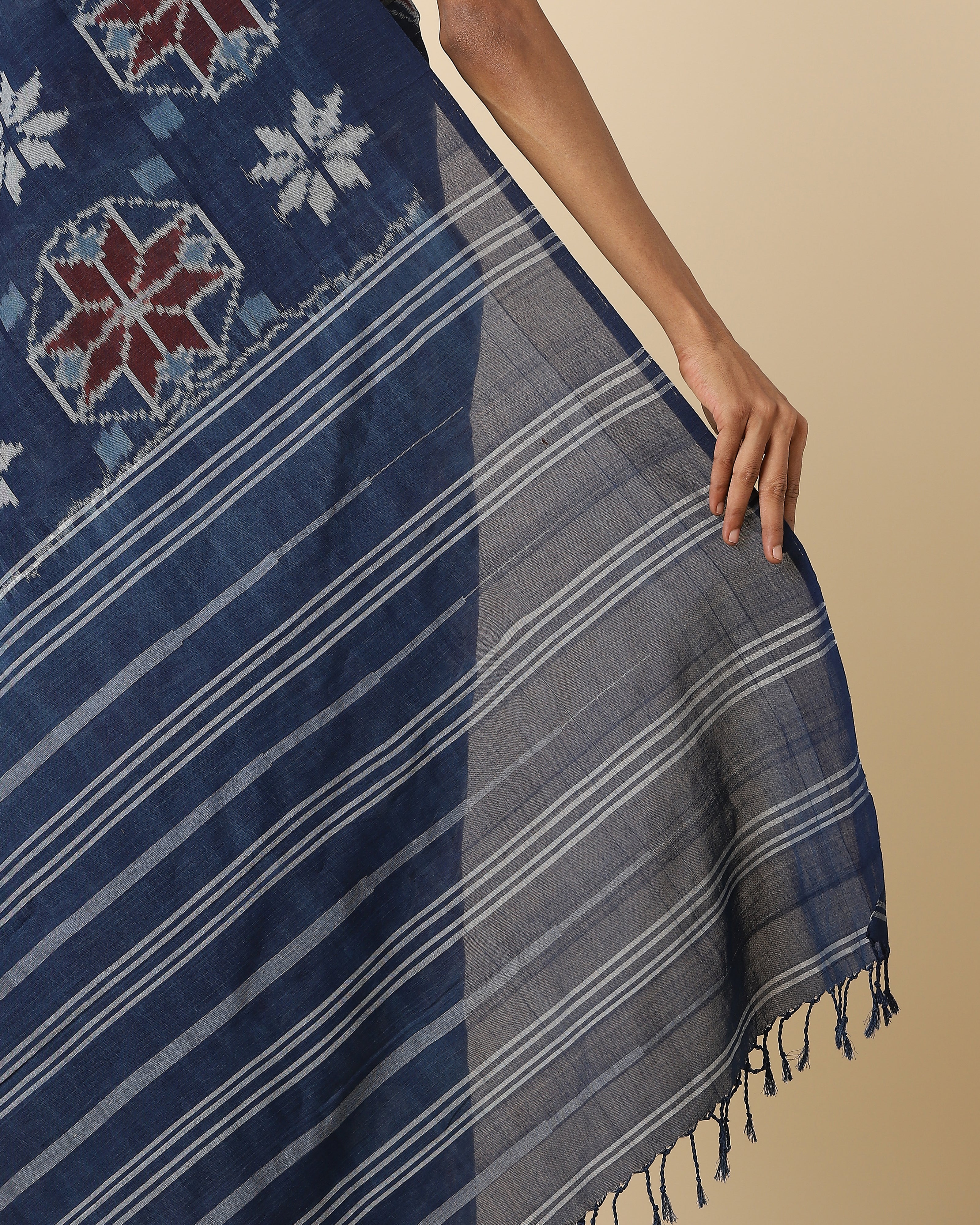 Neelabh Warp Ikat Cotton Saree