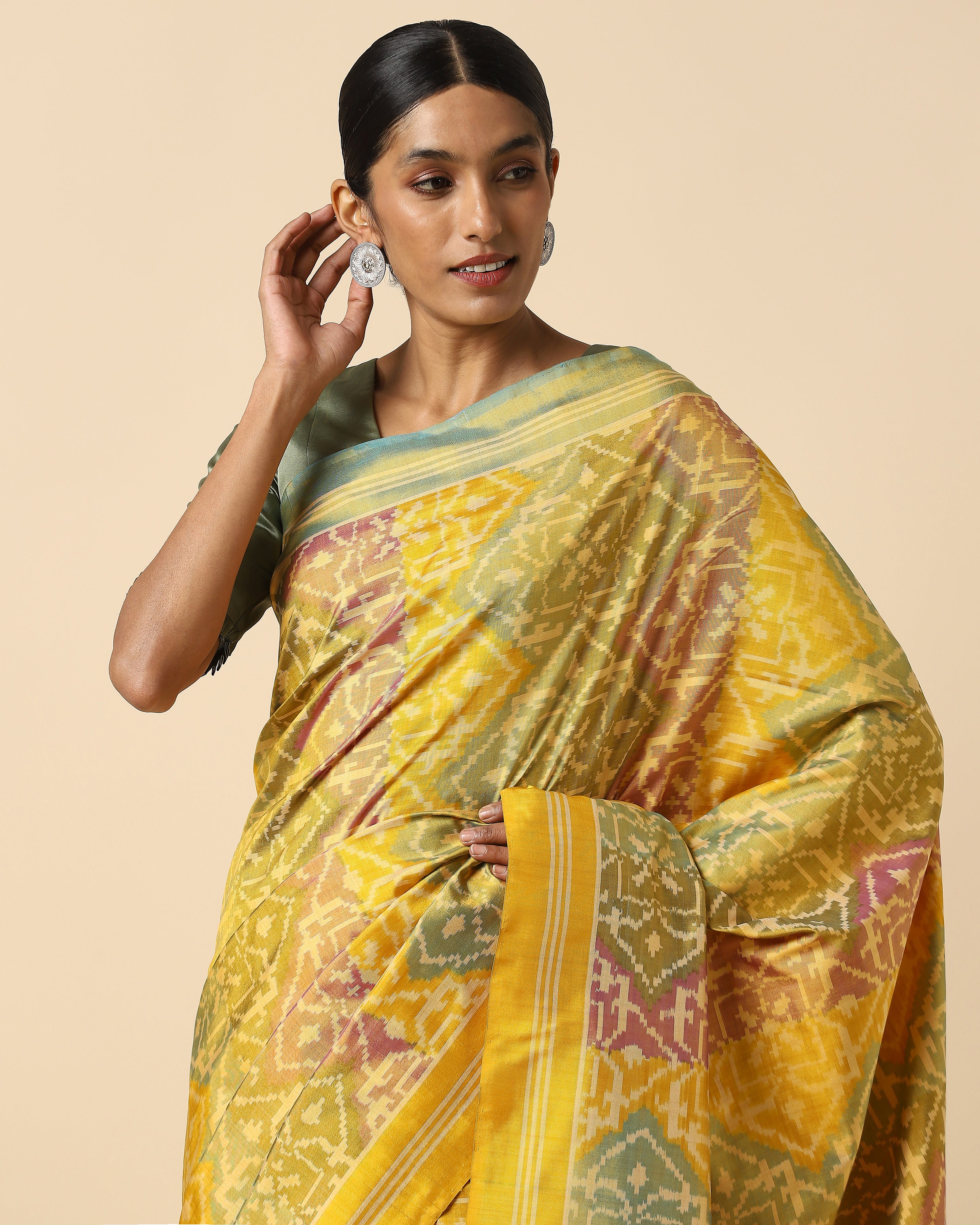 Shani Warp Ikat Silk Saree