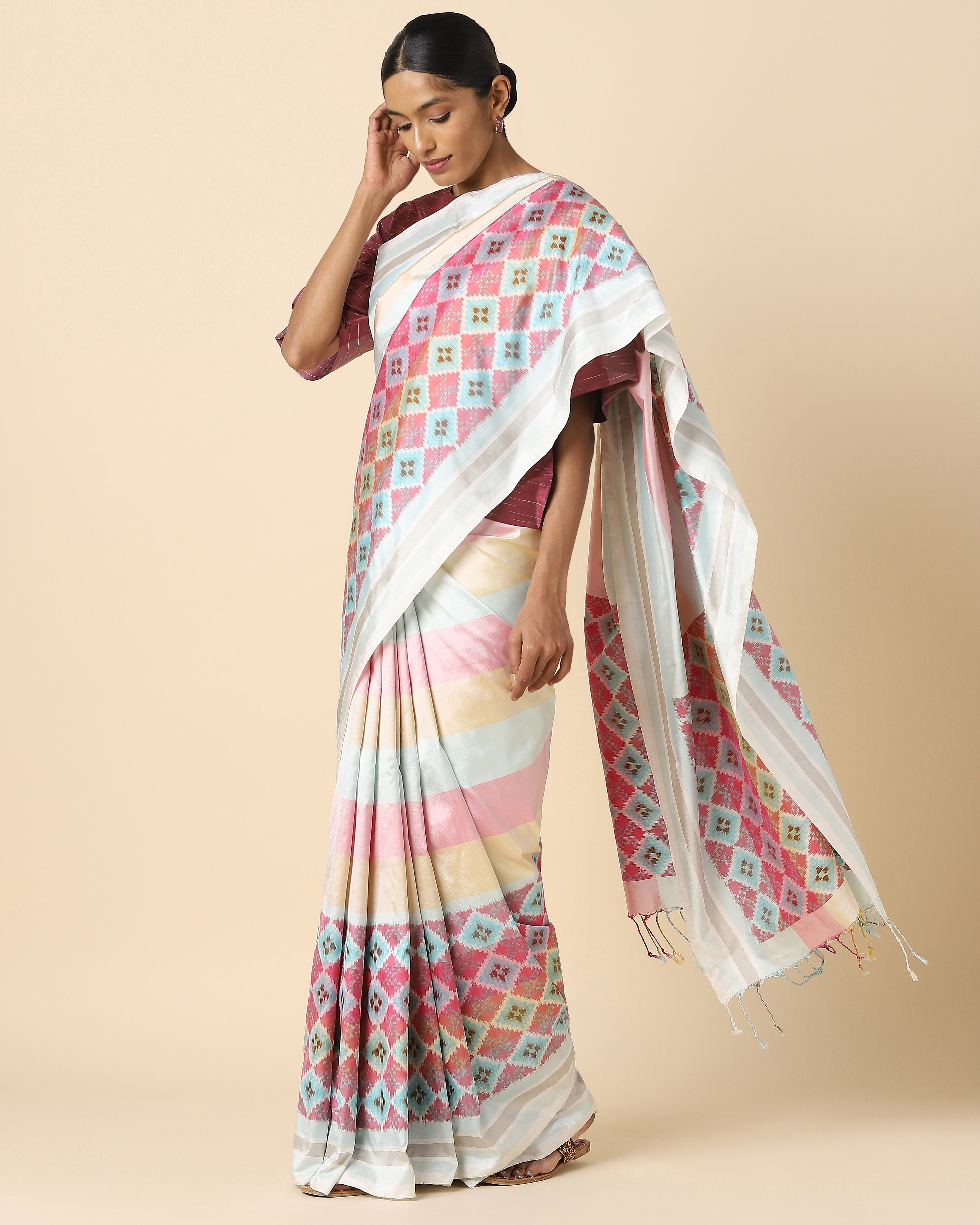 Shriwa Pochampally Warp Ikat Silk Saree