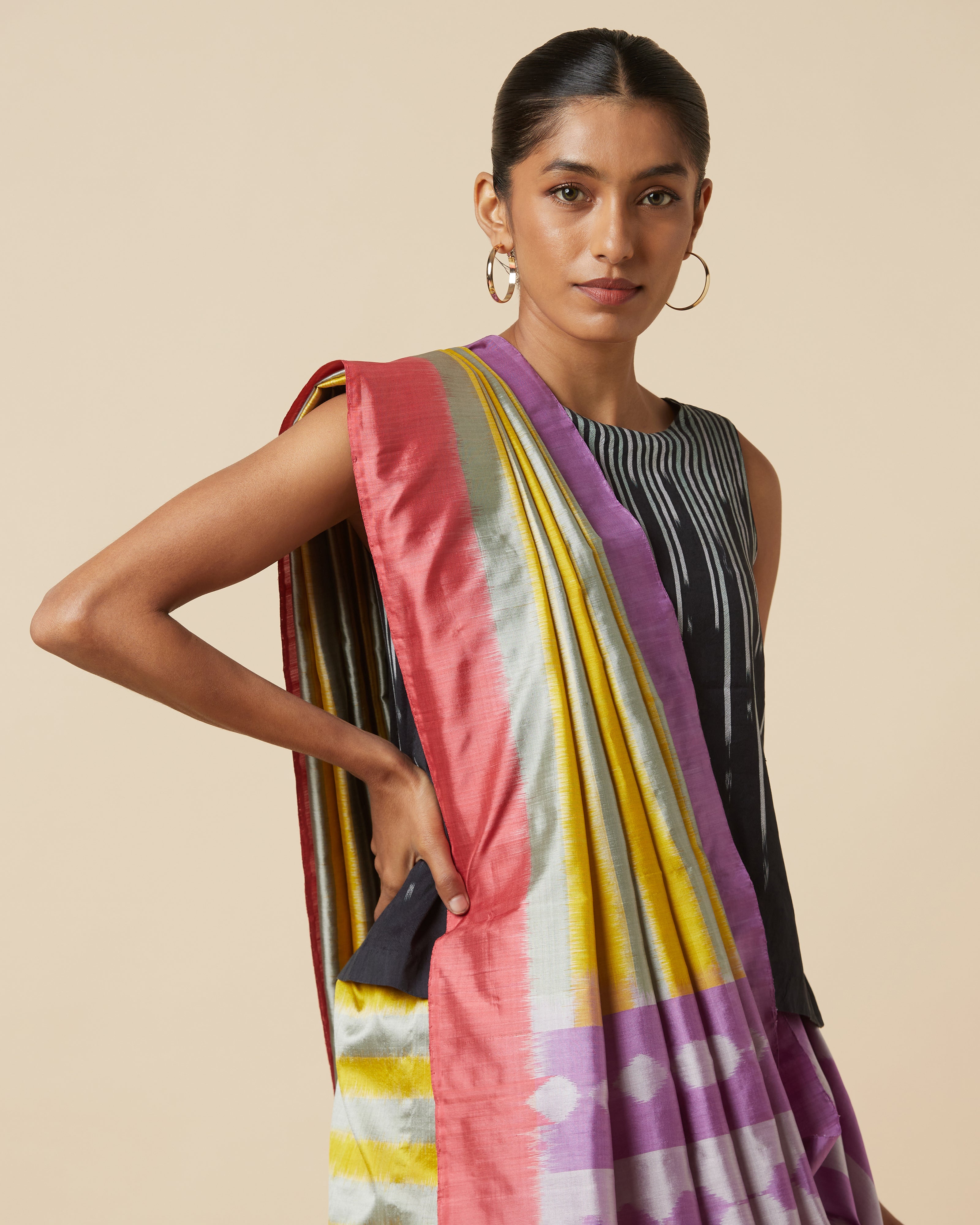 Dhriti Pochampally Weft Ikat Silk Saree