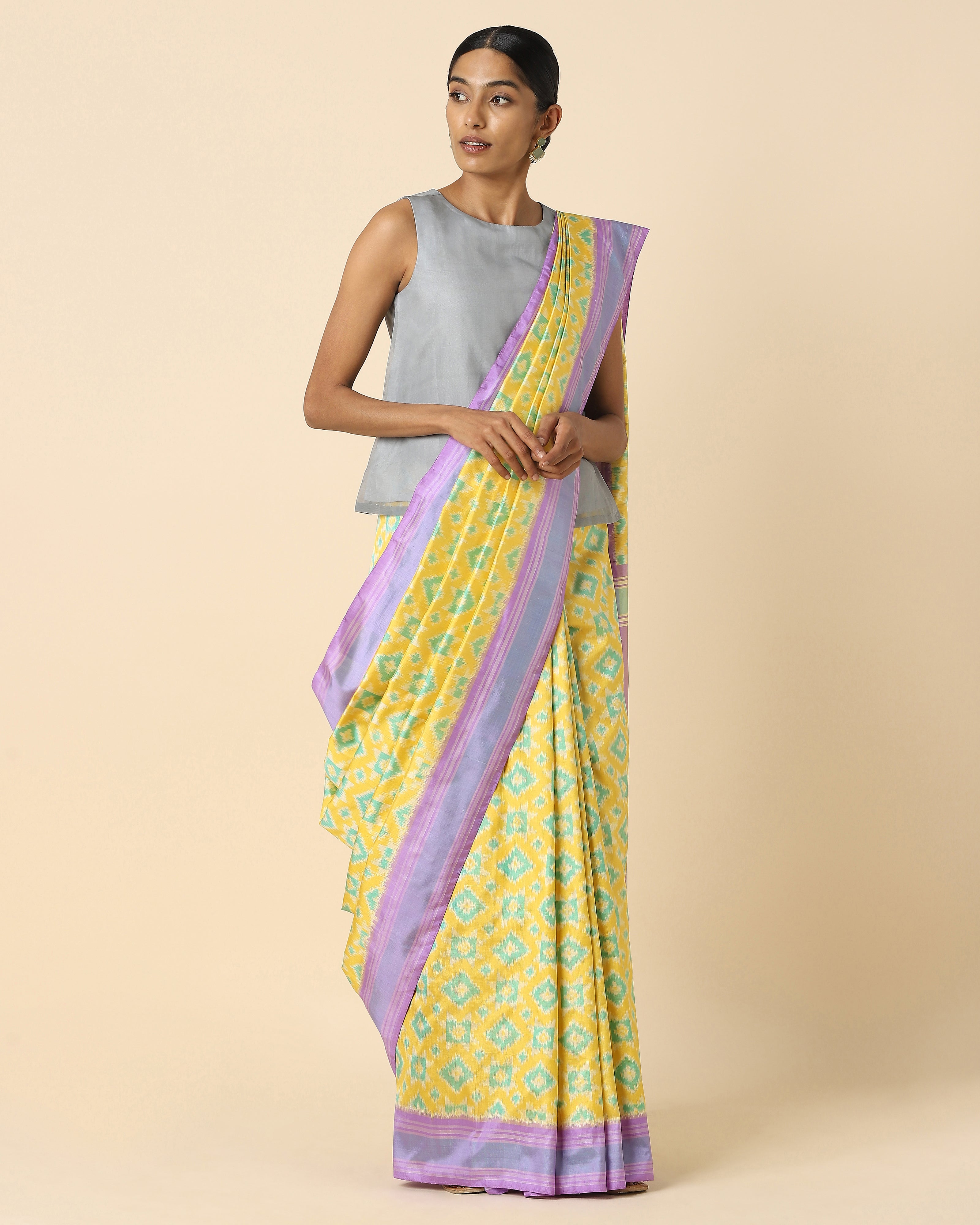 Prabha Pochampally Weft Ikat Silk Saree