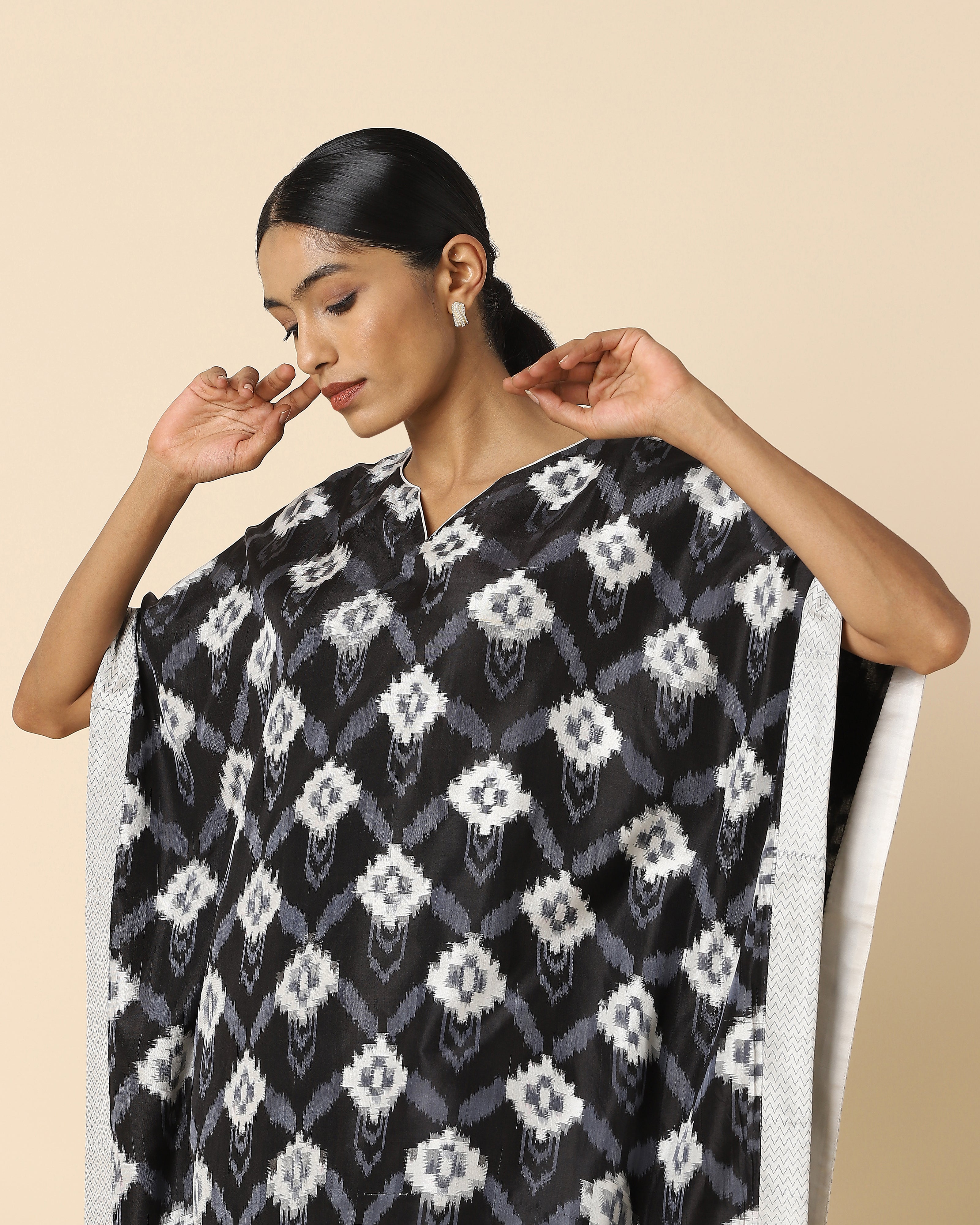 Nilaya Pochampally Warp Ikat Silk Cotton Women's Kaftan