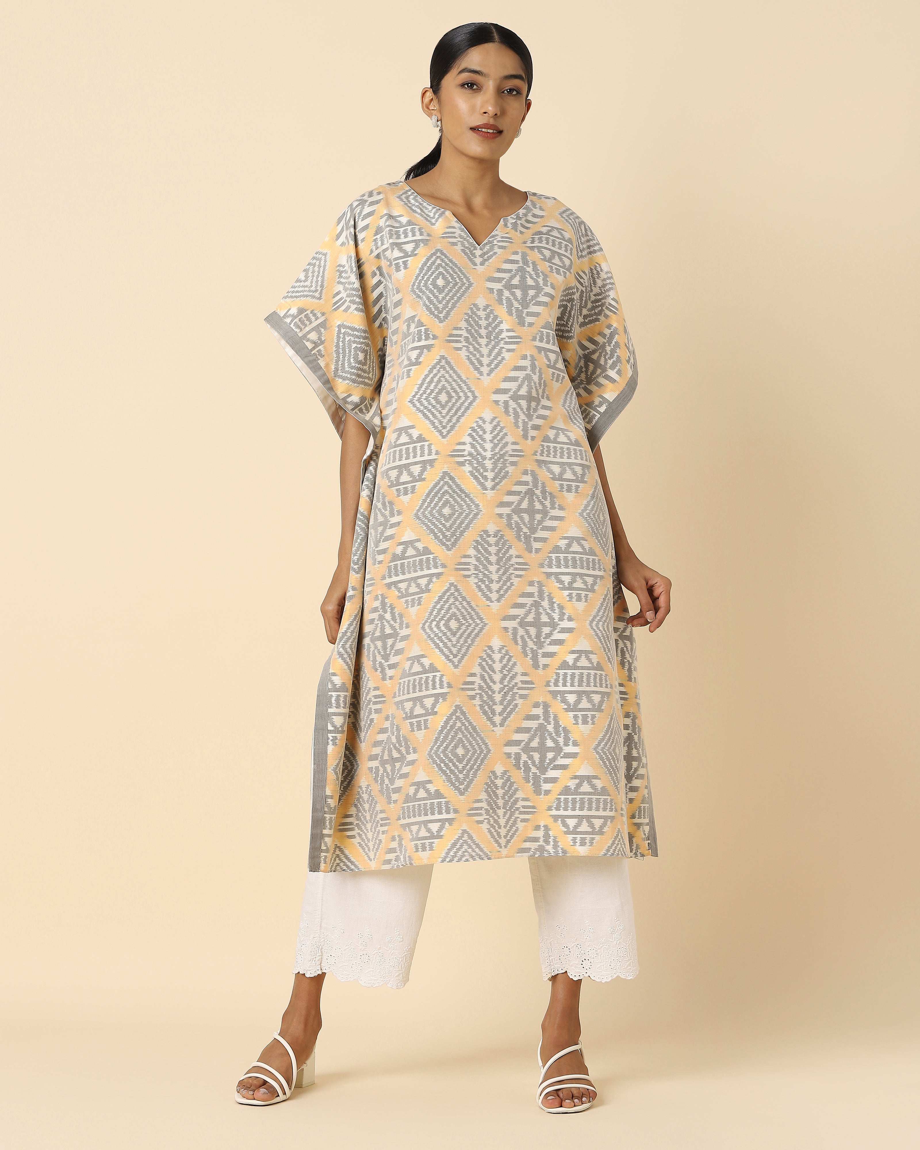 Nilaya Pochampally Weft Ikat Cotton Silk Women's Kaftan