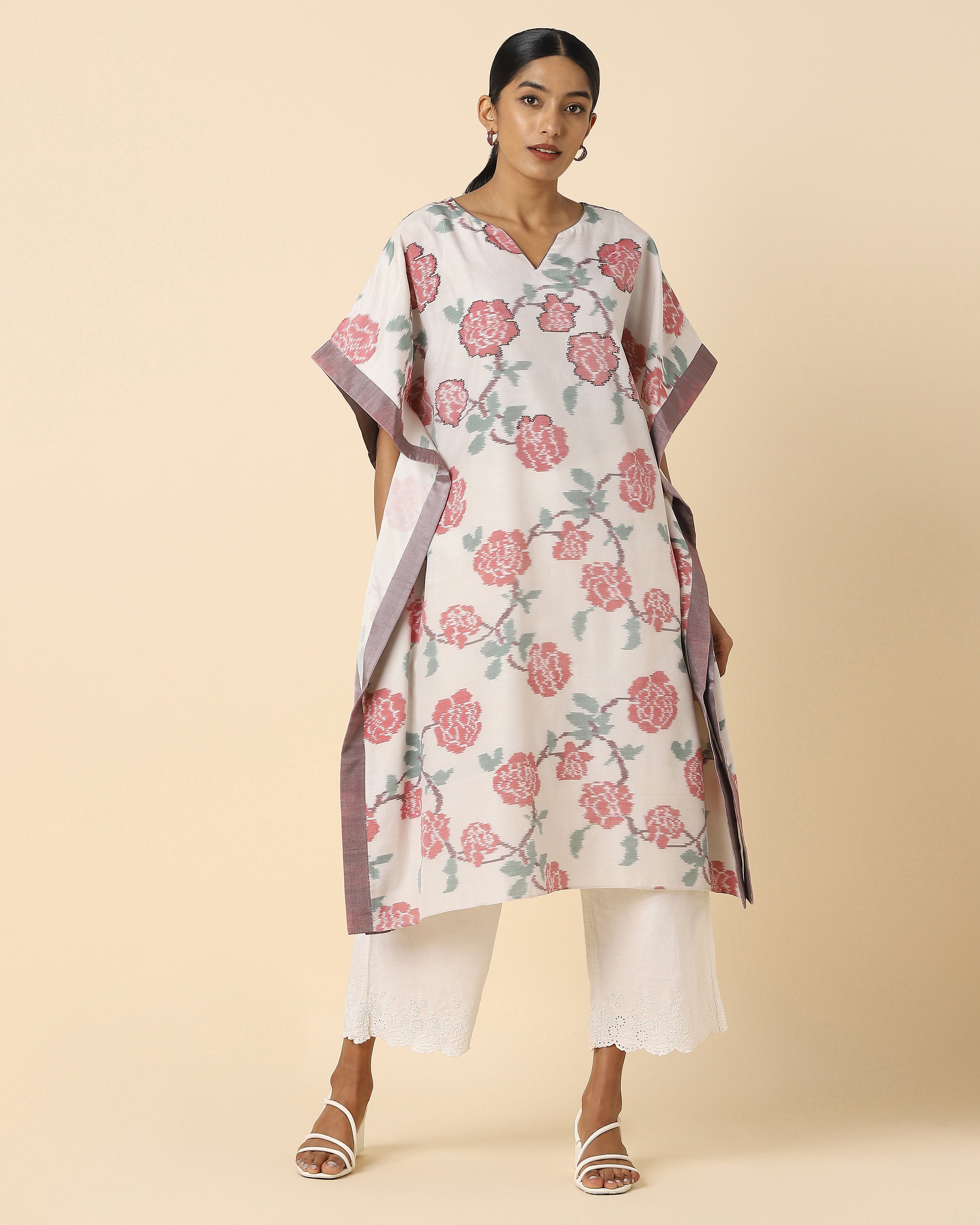 Nilaya Pochampally Weft Ikat Silk Cotton Women's Kaftan