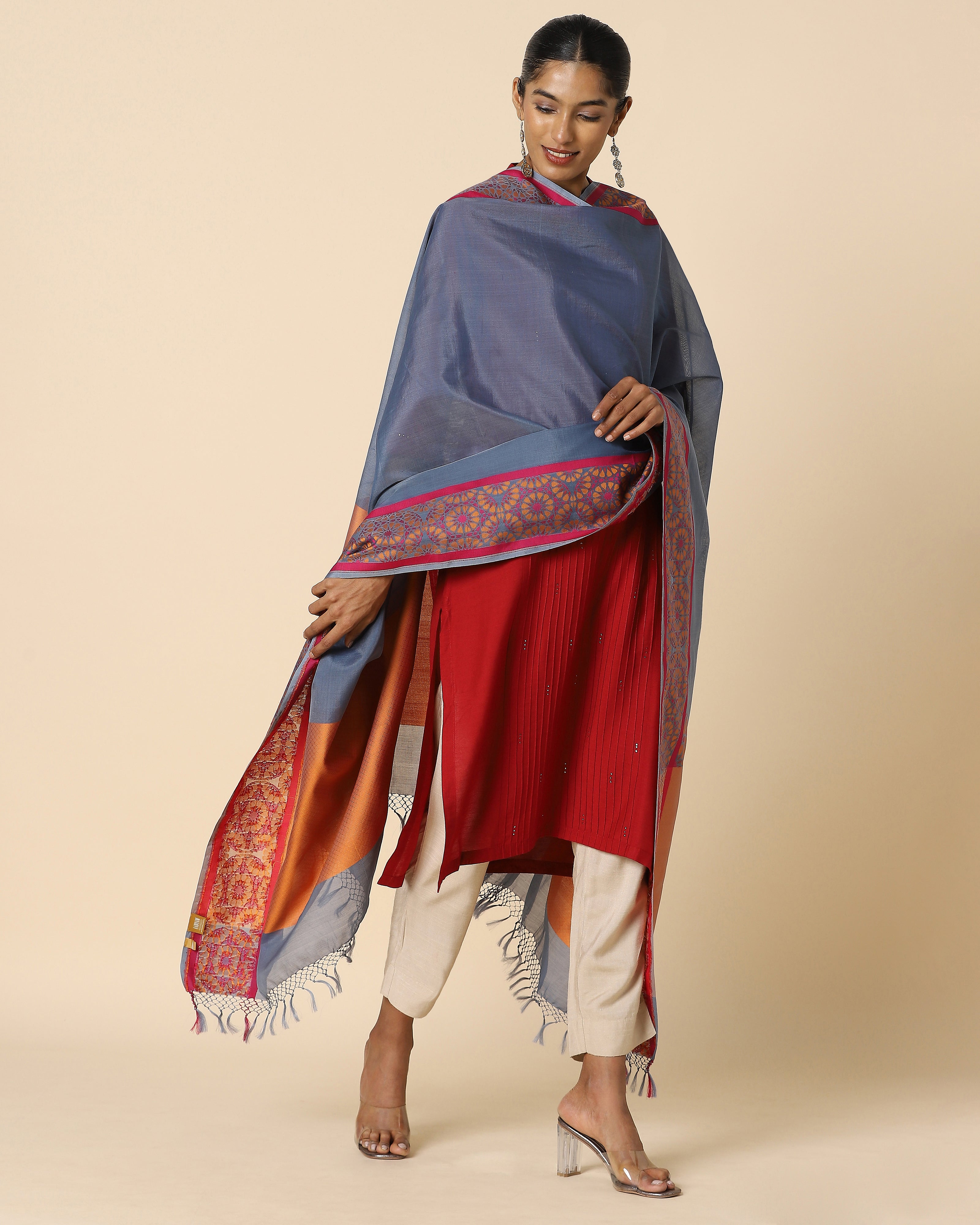 Aanj Cutwork Silk Cotton Dupatta