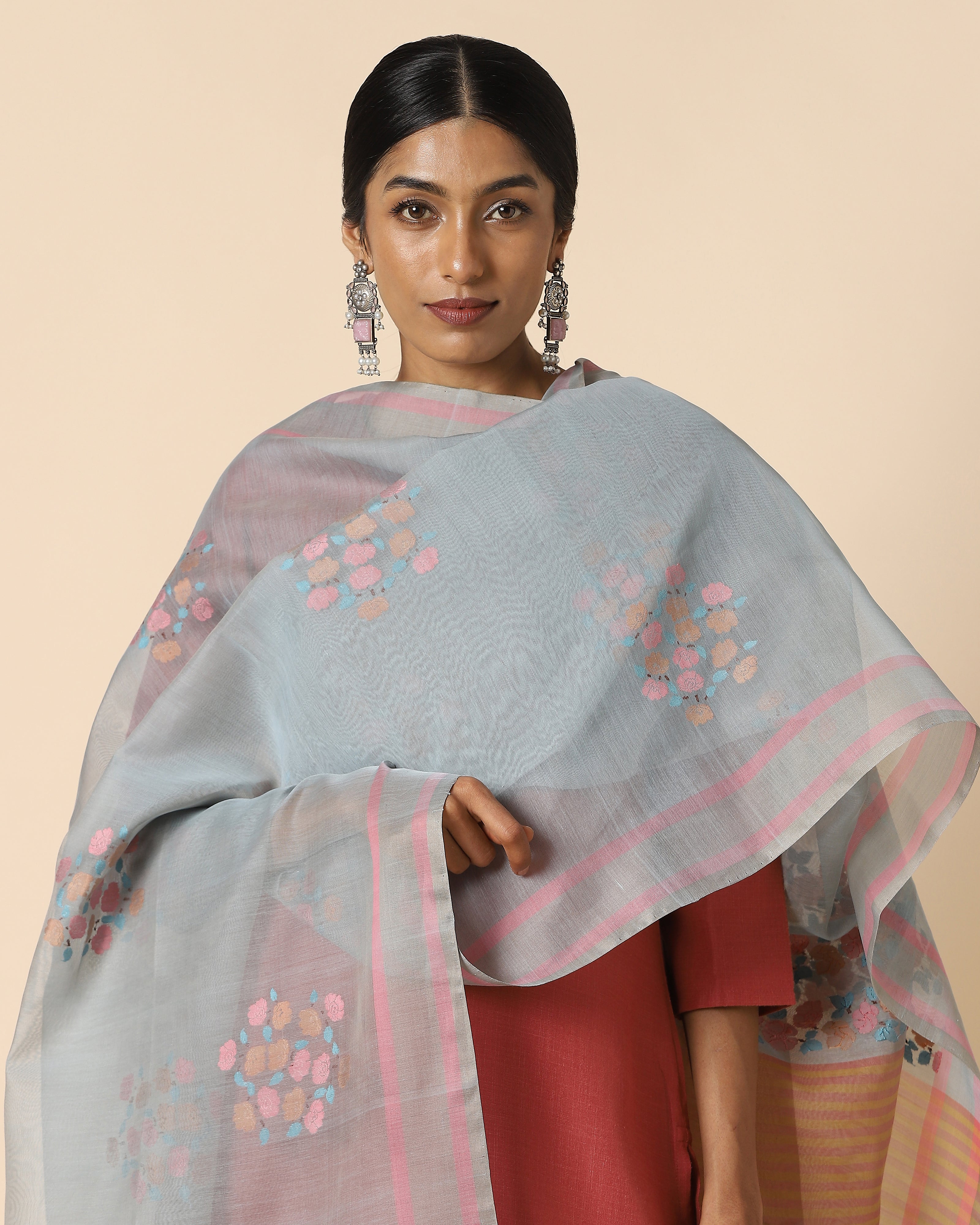 Ahika Jamdani Silk Cotton Dupatta