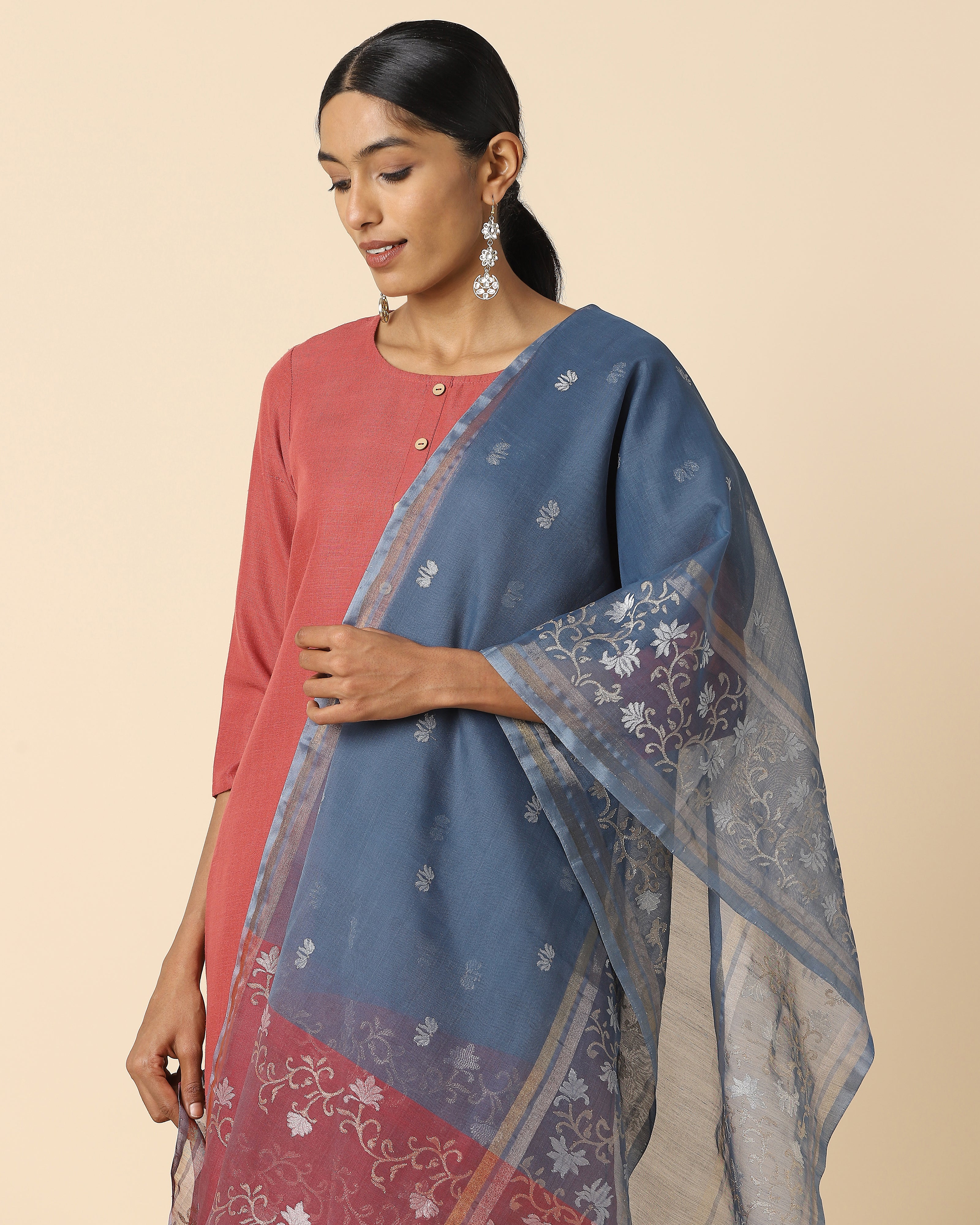 Aaisha Jamdani Silk Cotton Dupatta