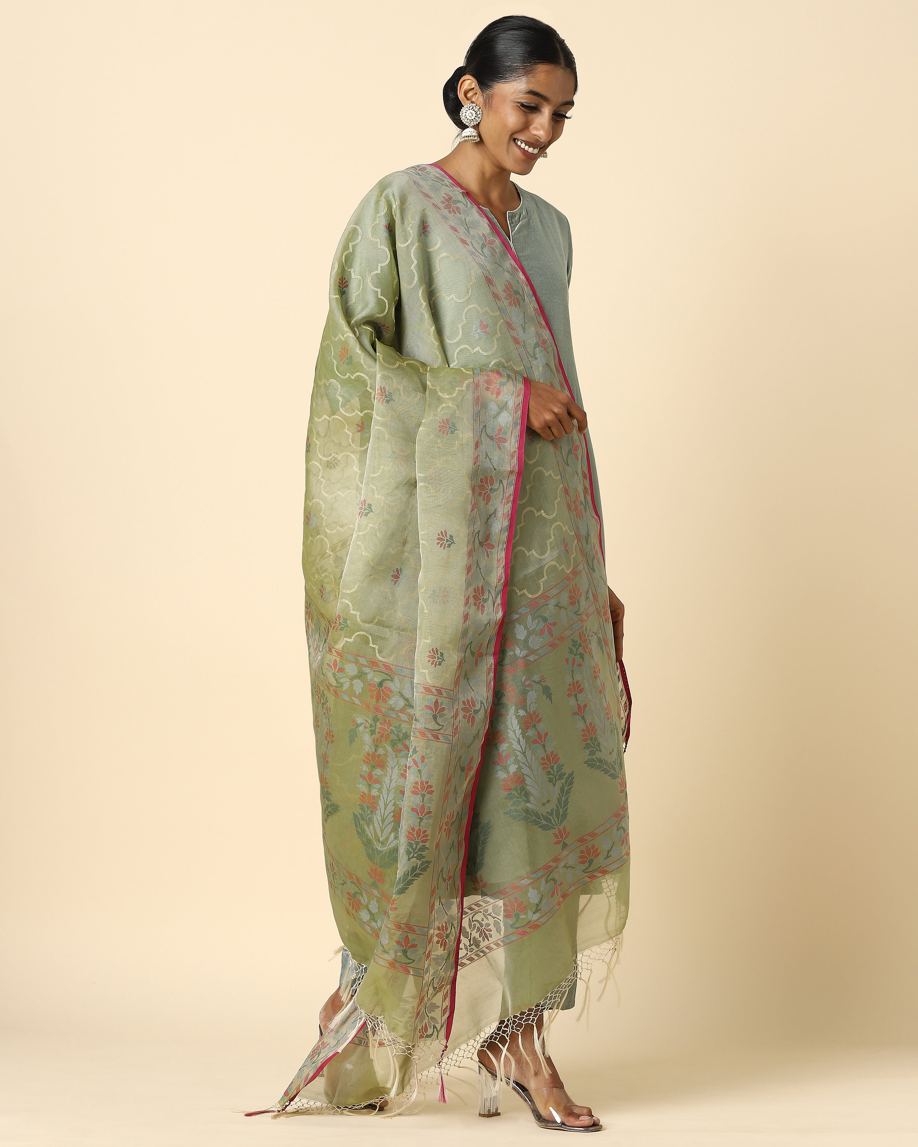 Afsa Jamdani Silk Cotton Dupatta